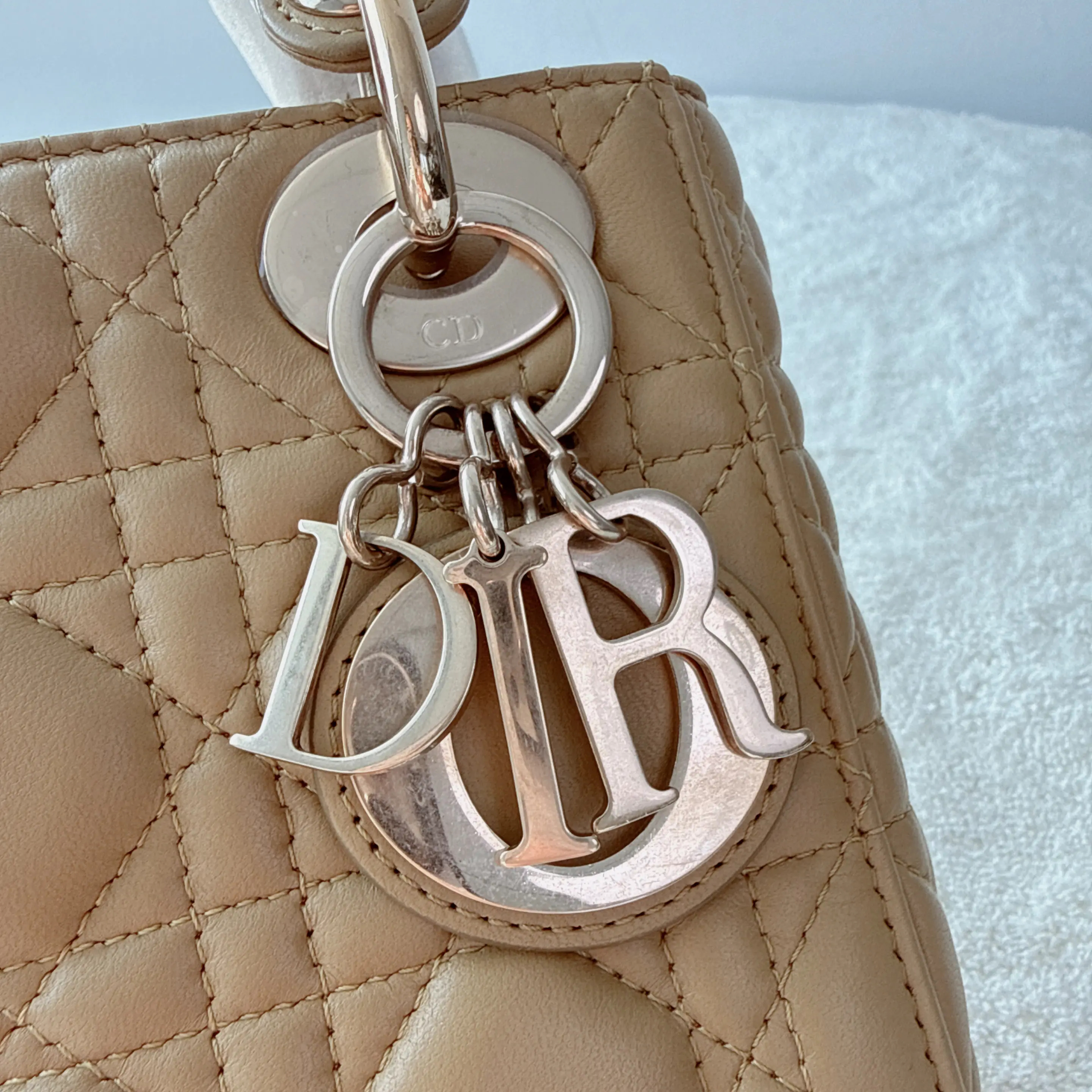 【#550】Pre-owned DlOR Lady Dior Mini Yellow Lambskin Shoulder Bag BJ11019050135 