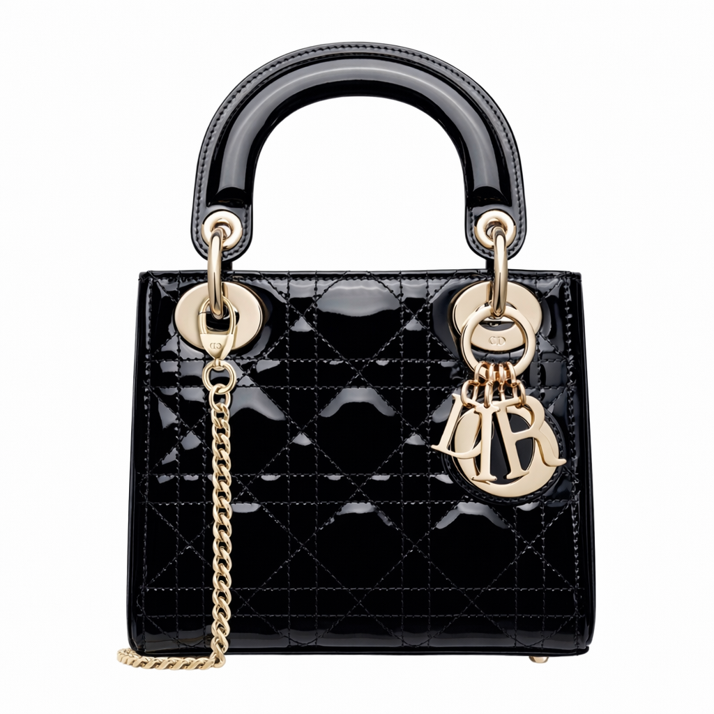 【#547】Pre-owned DlOR Lady Dior Mini Patent Leather Shoulder Bag BJ11015040135 