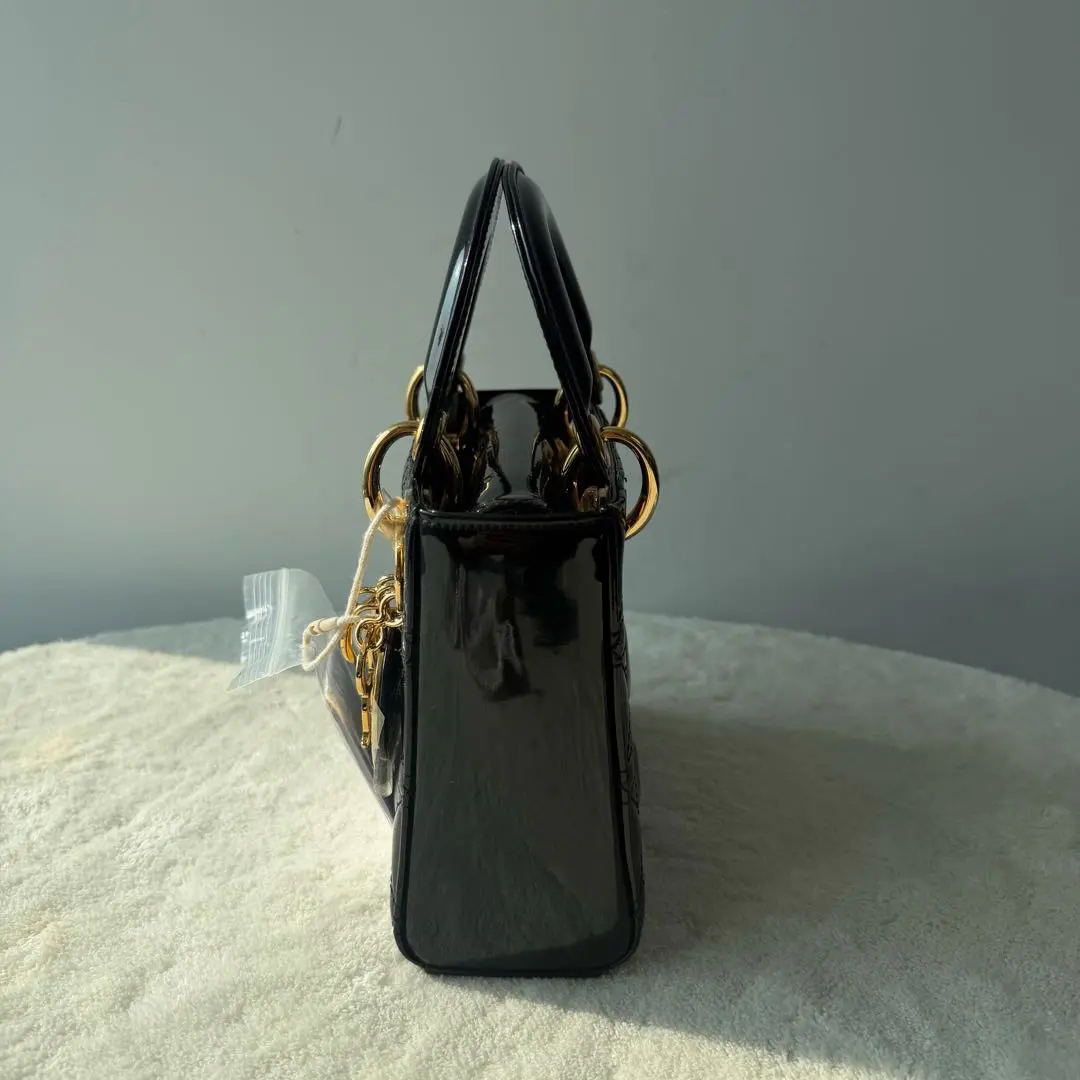 【#547】Pre-owned DlOR Lady Dior Mini Patent Leather Shoulder Bag BJ11015040135 