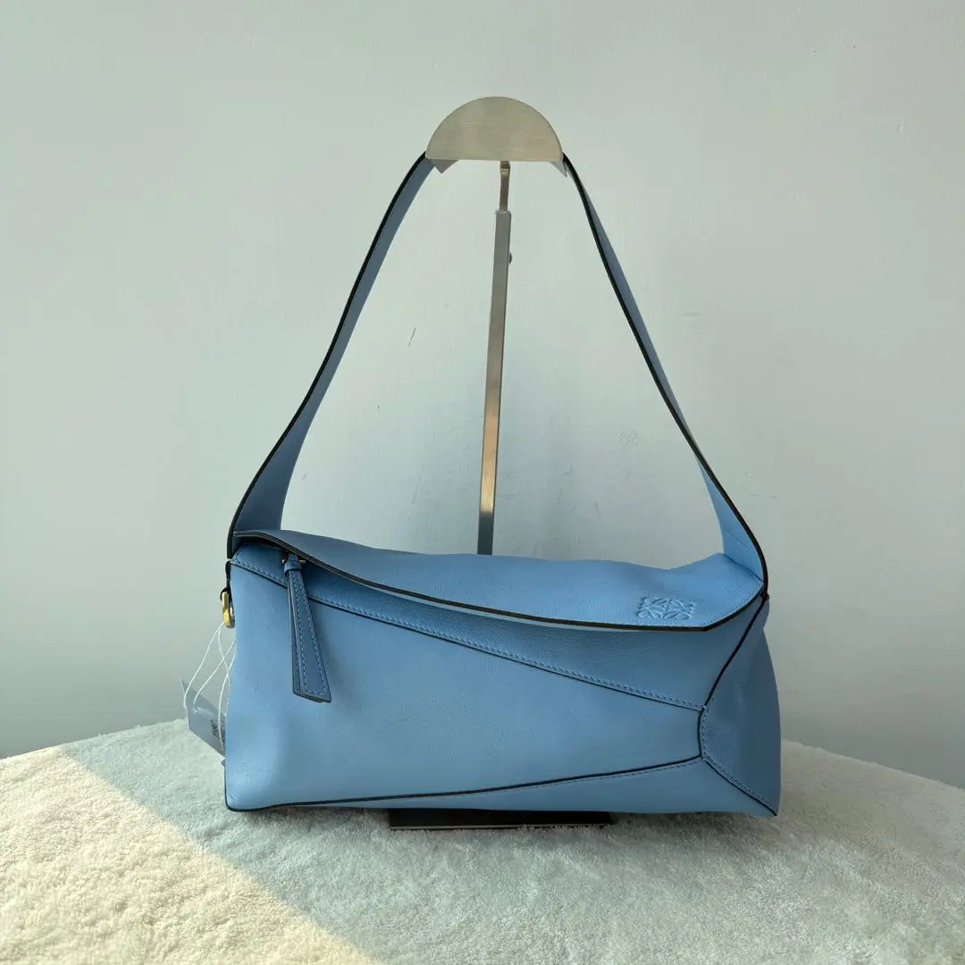 【#492】Pre-owned Loewe Puzzle Hobo Blue Calfskin Shoulder Bag BJ1102204058  