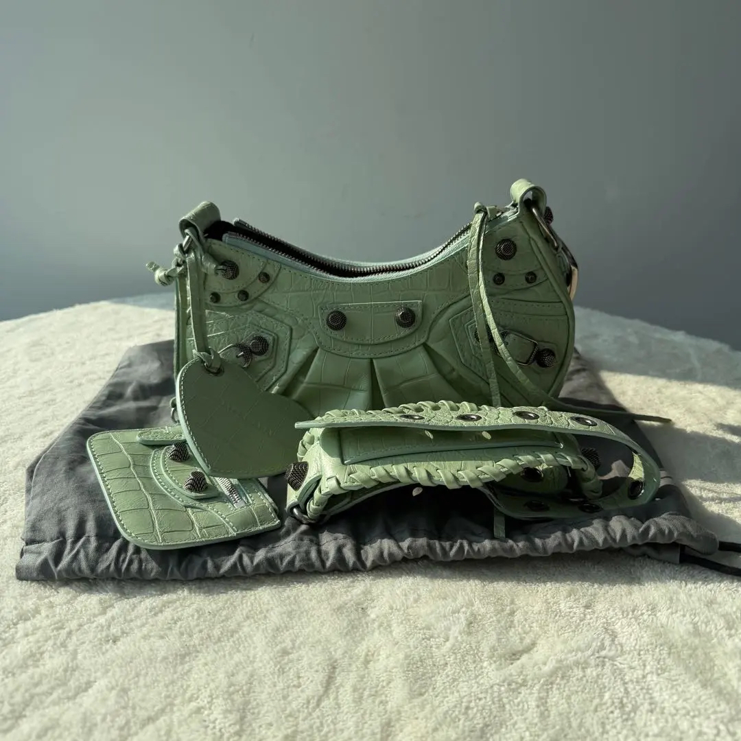 【#500】Pre-owned Balenciaga Le Cagole XSGreen Calfskin Shoulder Bags  BJ1109904065