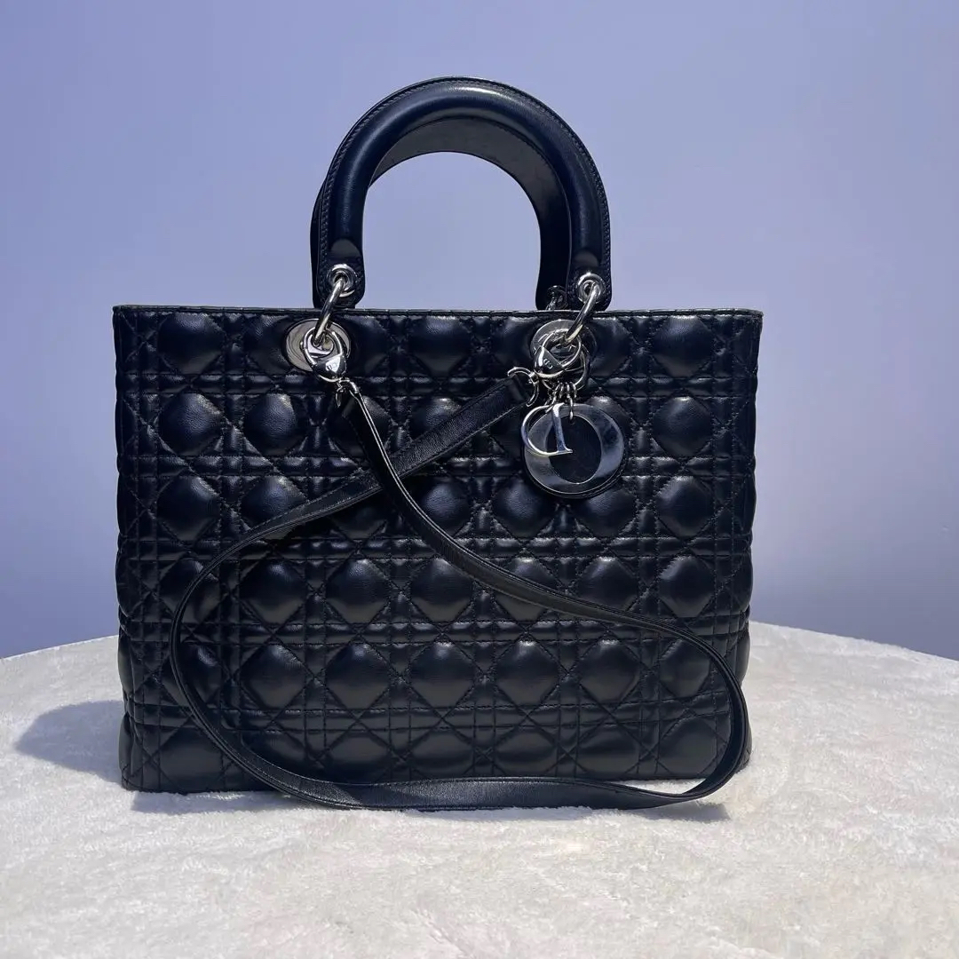 【#519】Pre-owned Dior  Lady Dior Large Size Lambskin Black Tote BJ110104078 