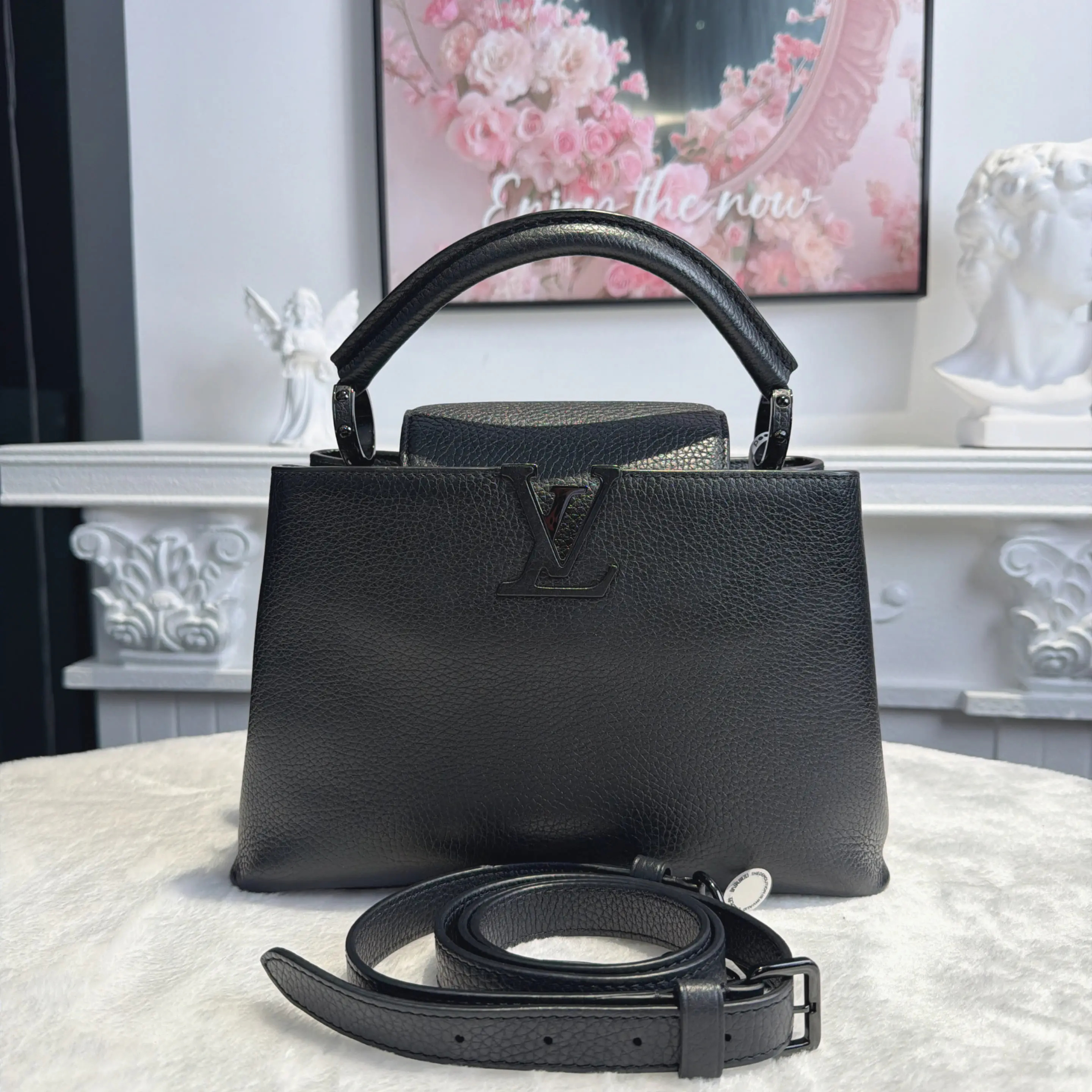 【#548】 Pre-owned Louis Vuitton Capucines BB Black Calfskin Tote Bag  BJ11018050135