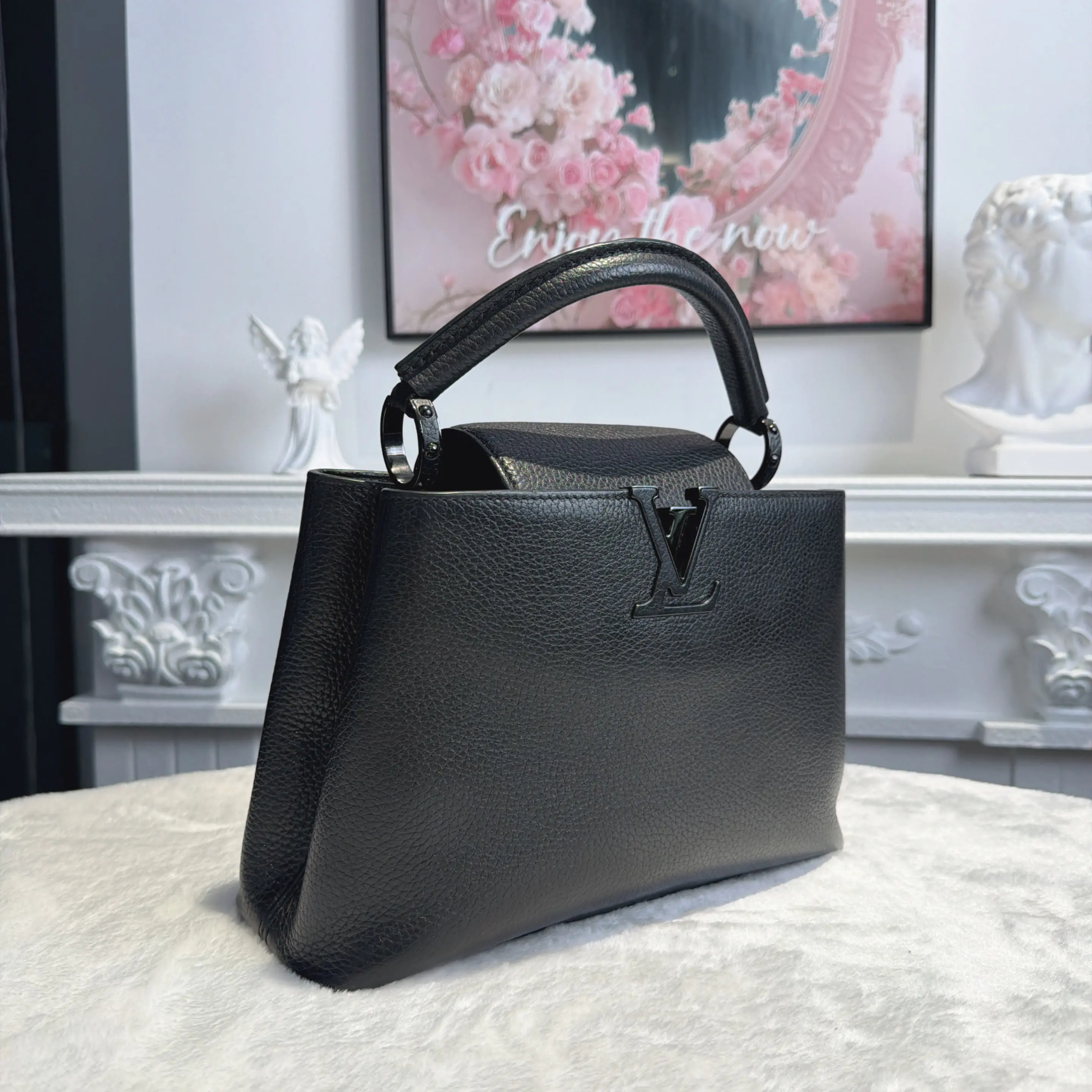 【#548】 Pre-owned Louis Vuitton Capucines BB Black Calfskin Tote Bag  BJ11018050135