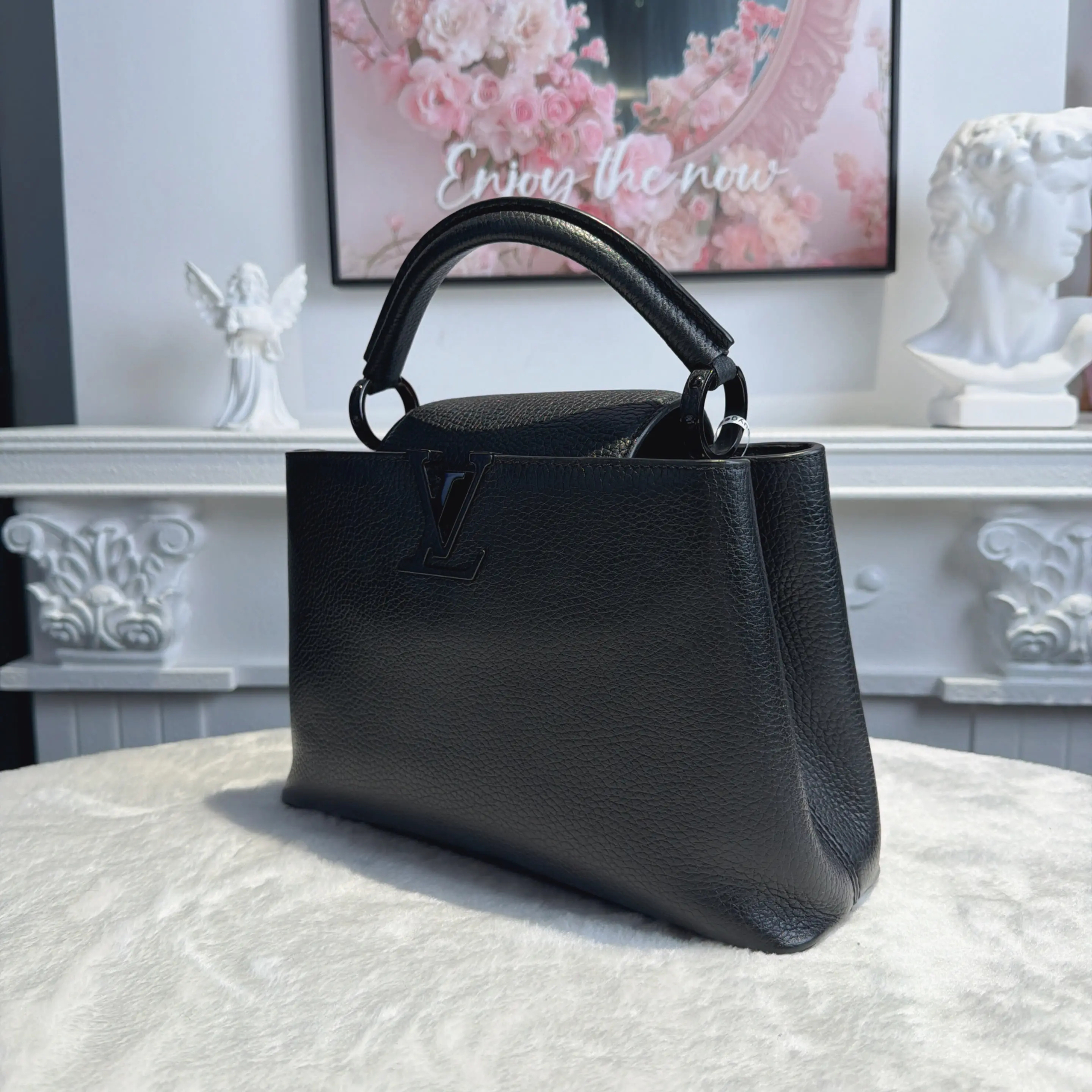 【#548】 Pre-owned Louis Vuitton Capucines BB Black Calfskin Tote Bag  BJ11018050135