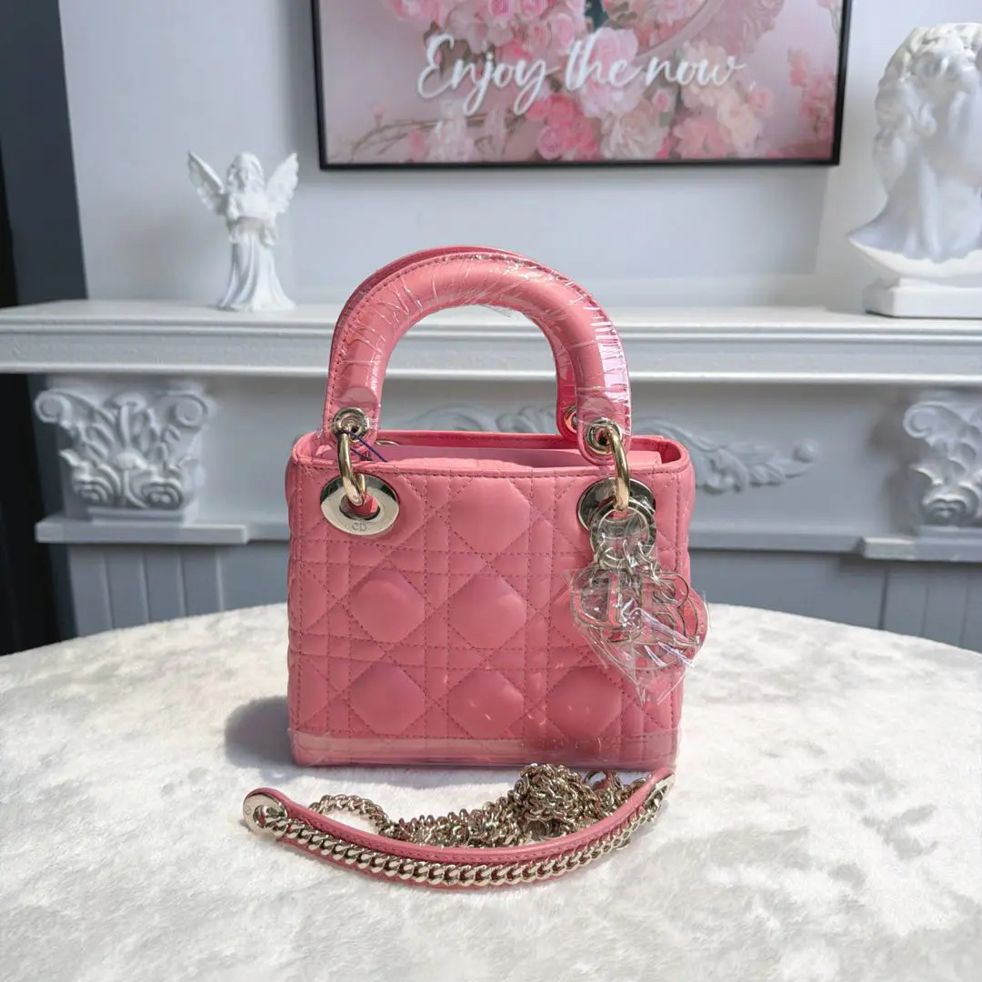 【#554】Pre-owned Dior Lady Dior Mini Pink Lambskin Shoulder Bag  BJ11021050138