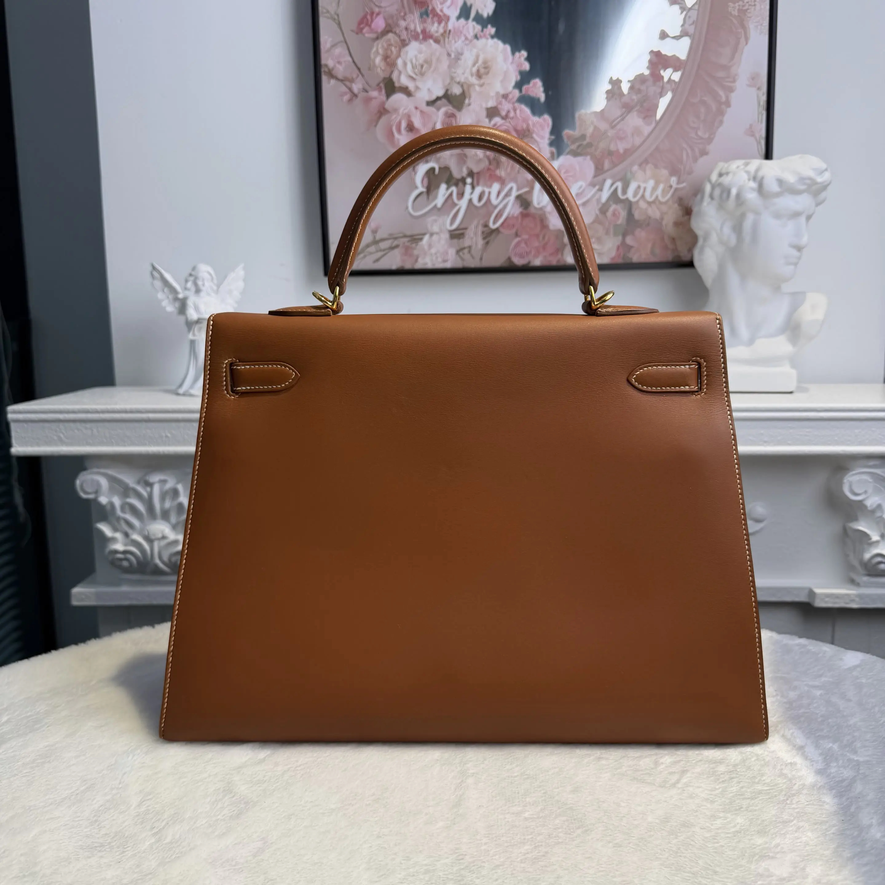 【#572】Pre-owned Hermes Kelly 35 Brown(37) Square Q Gold Hardware BJ11013050485