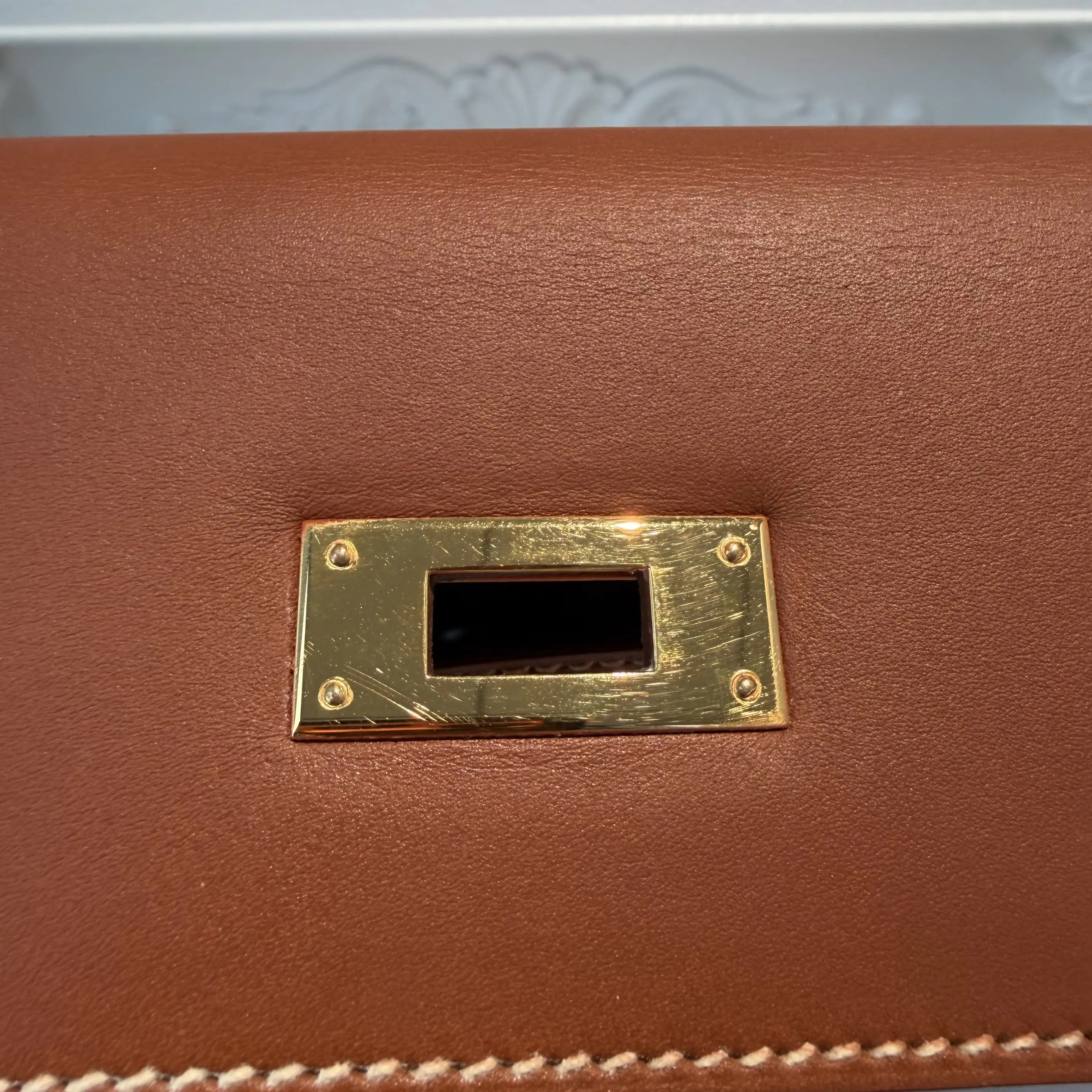 【#572】Pre-owned Hermes Kelly 35 Brown(37) Square Q Gold Hardware BJ11013050485