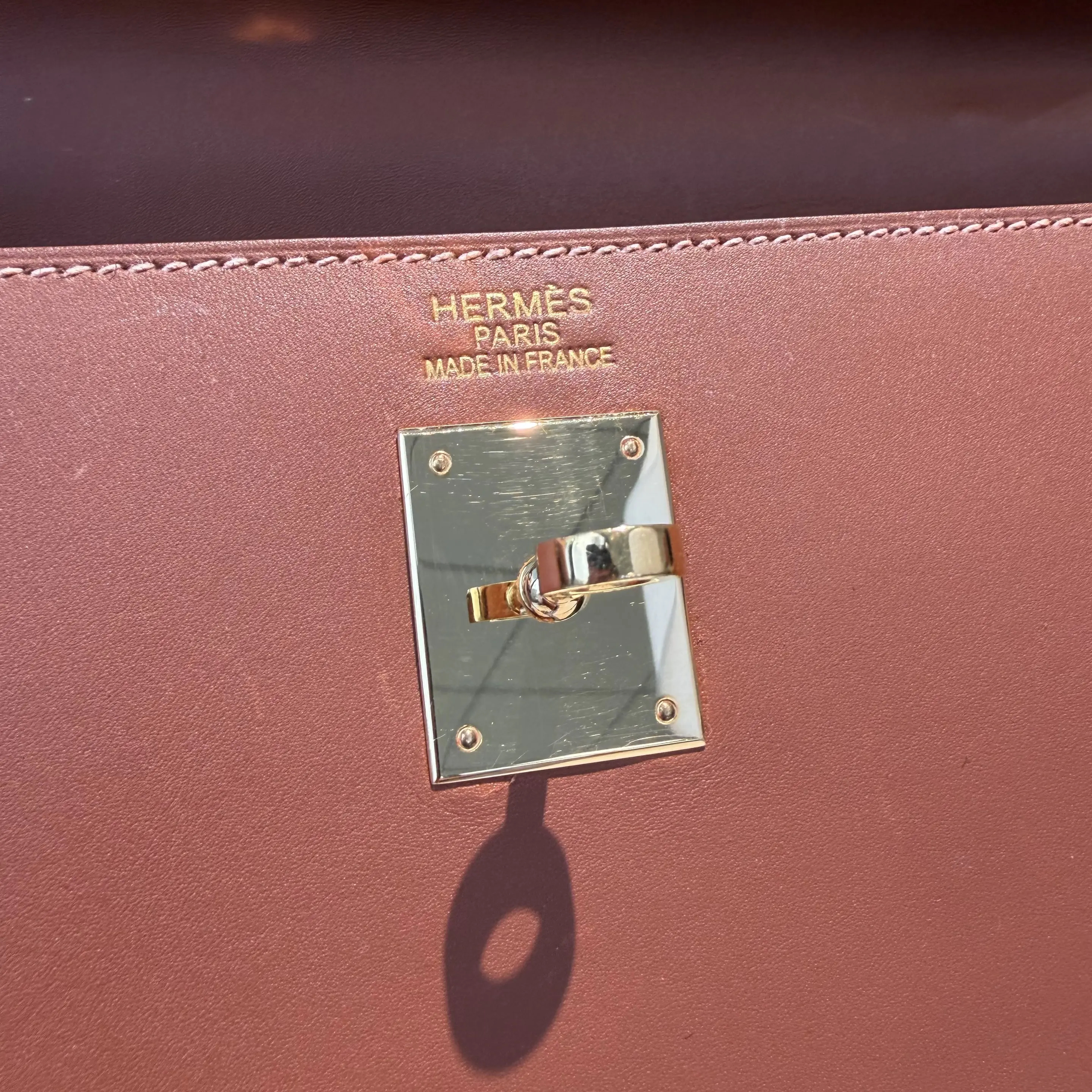【#572】Pre-owned Hermes Kelly 35 Brown(37) Square Q Gold Hardware BJ11013050485