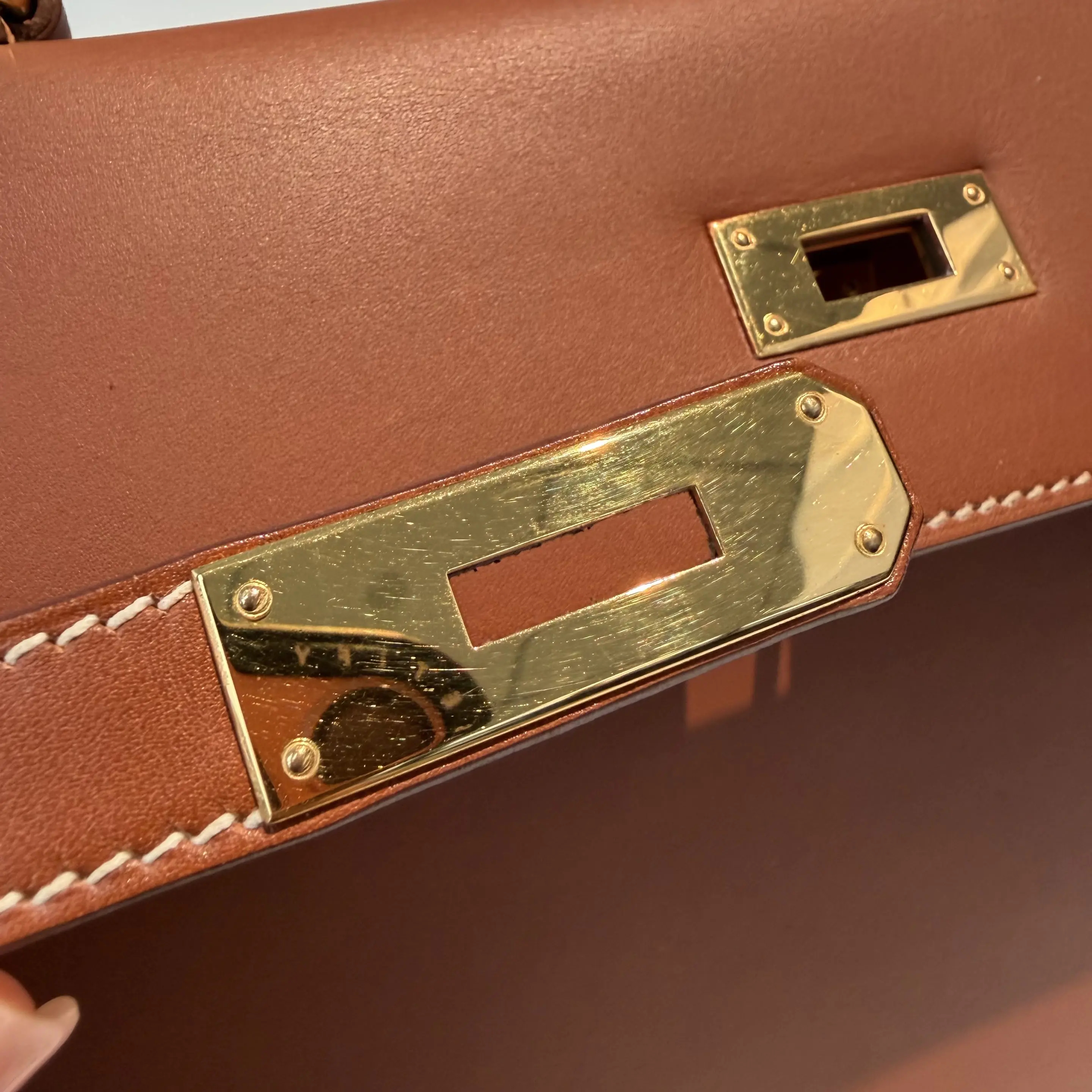 【#572】Pre-owned Hermes Kelly 35 Brown(37) Square Q Gold Hardware BJ11013050485