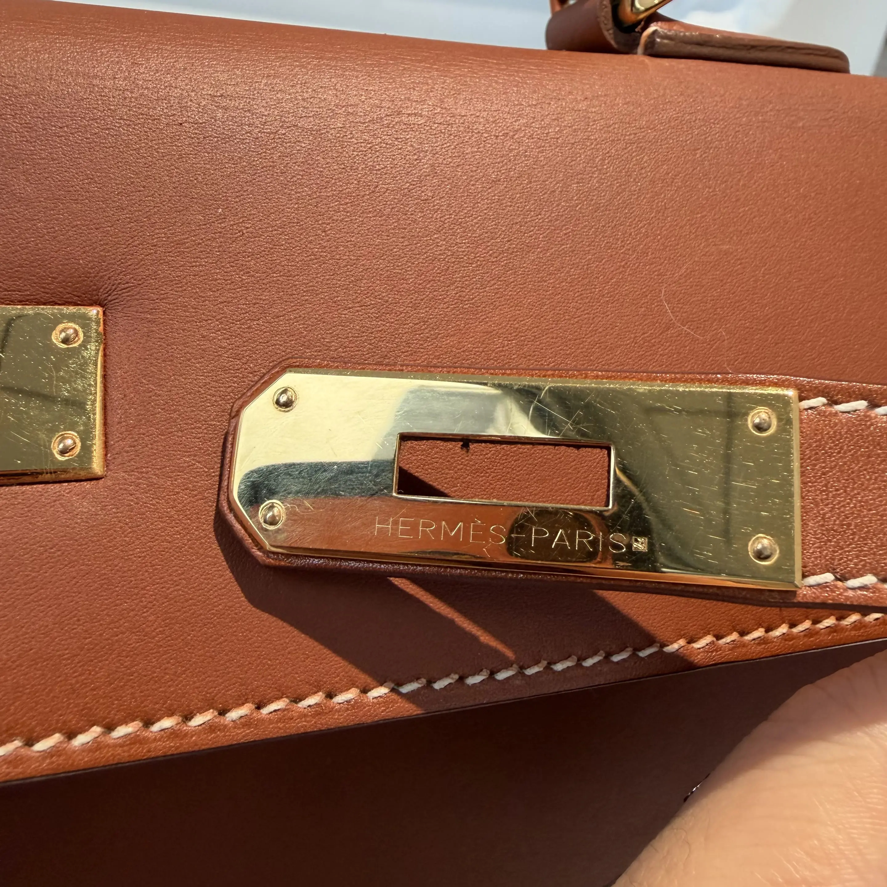 【#572】Pre-owned Hermes Kelly 35 Brown(37) Square Q Gold Hardware BJ11013050485