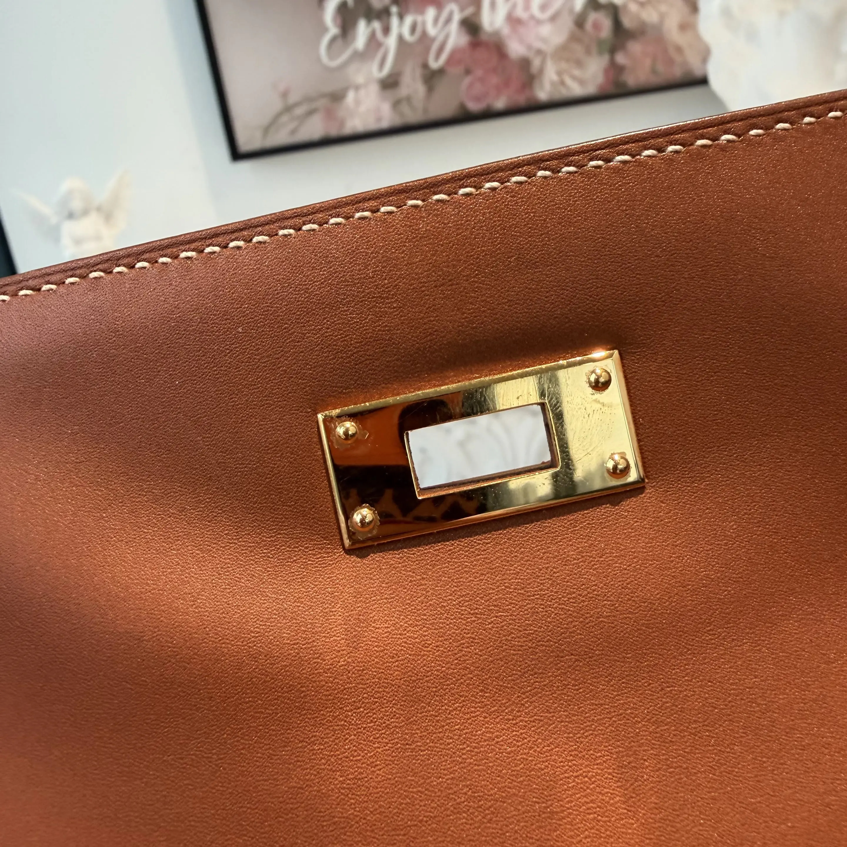 【#572】Pre-owned Hermes Kelly 35 Brown(37) Square Q Gold Hardware BJ11013050485