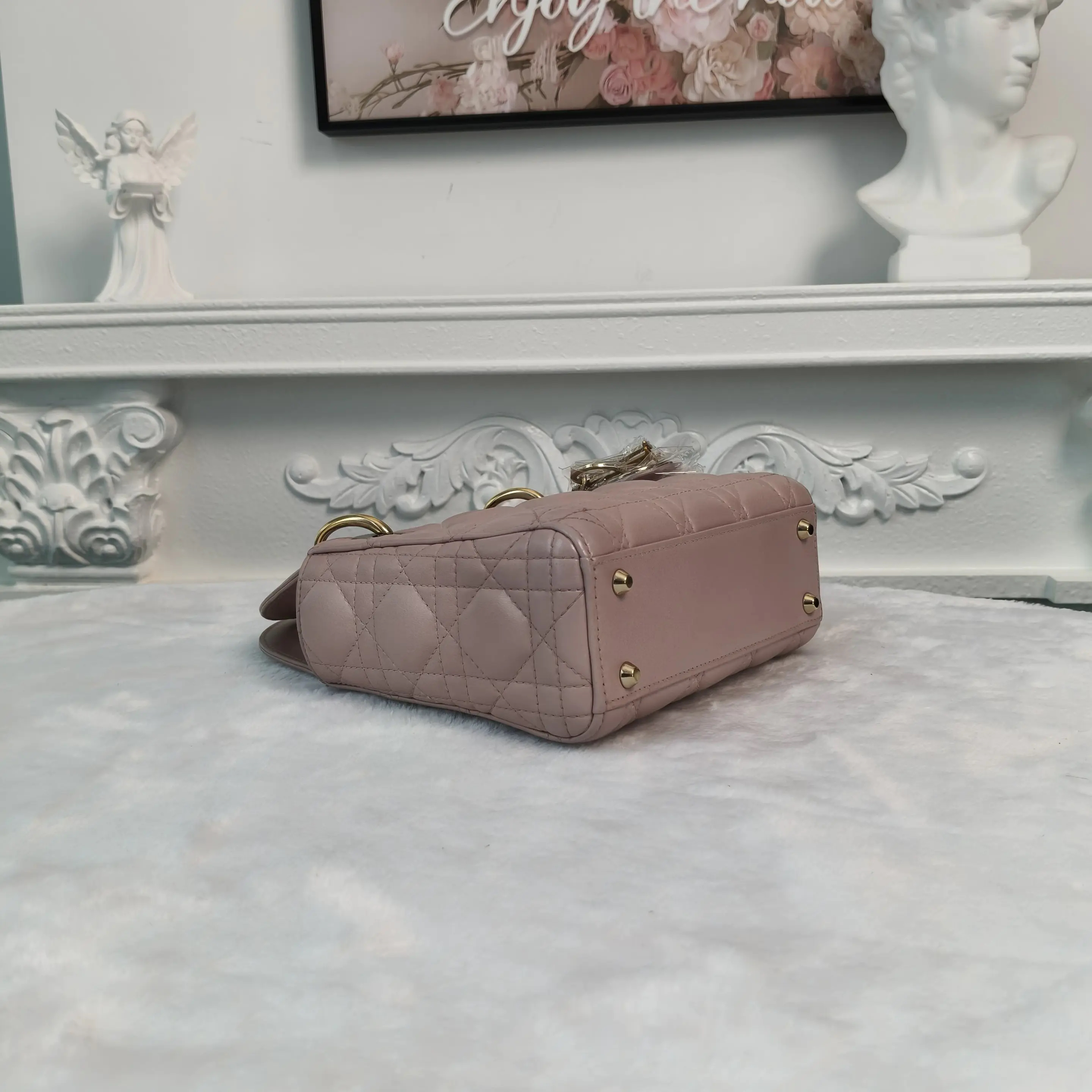 【#594】Pre-owned Dior Lady Dior Mini Pearl Pink Lambskin BJ11016050135 