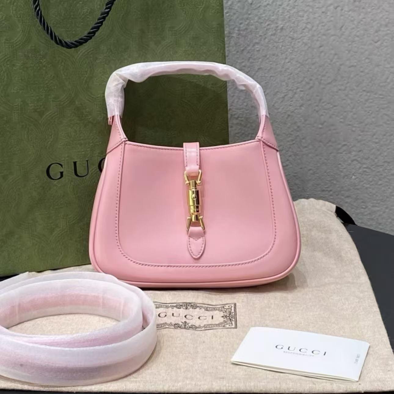 【#727】Pre-owned Gucci Jackie 1961 Pink Calfskin Shoulder Bag 【Deposit  100$】【#1 1/2 100/1499】