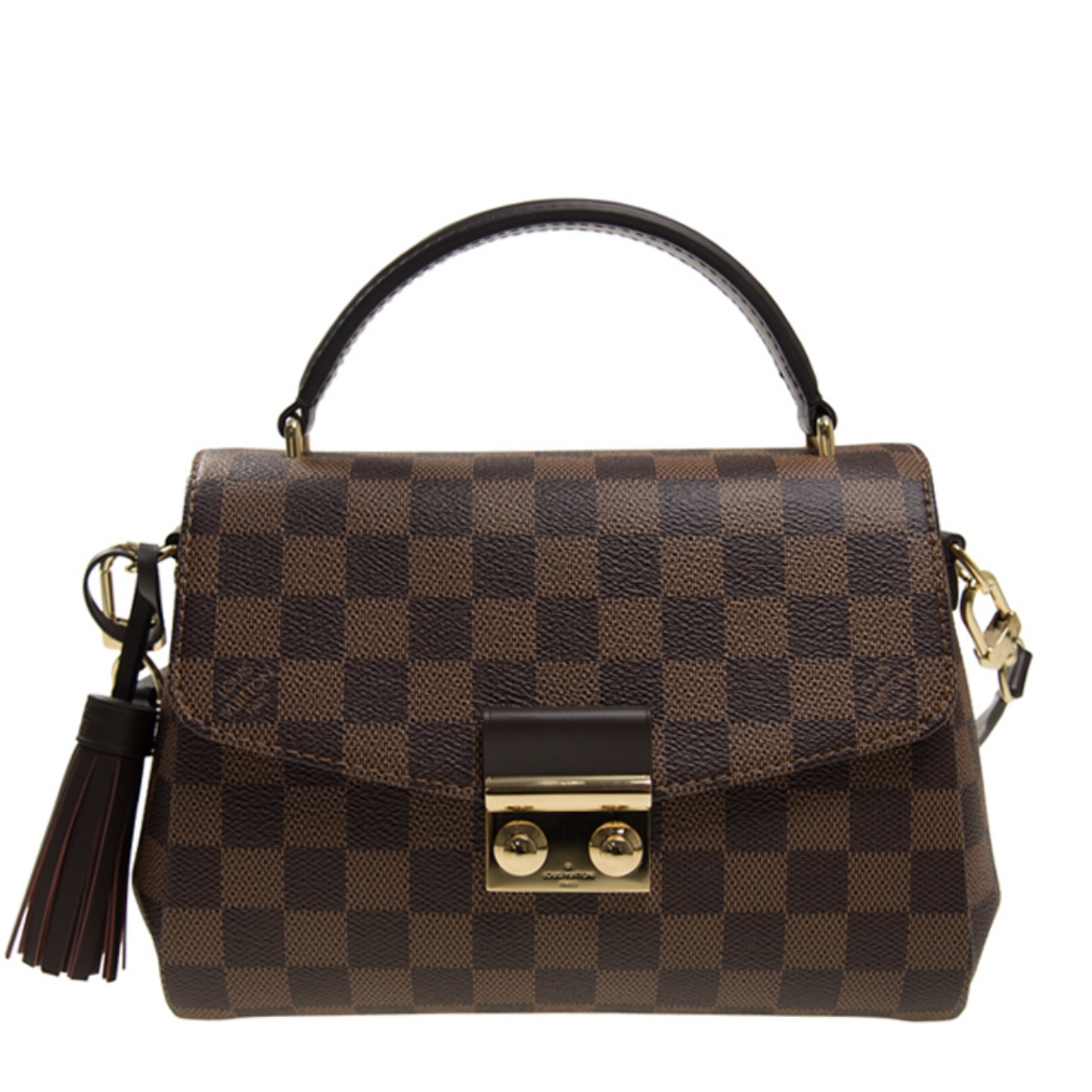 【#817】Pre-owned Louis Vuitton Croisette Brown Calfskin&Canvas 25 Shoulder Bag BJ1101704062