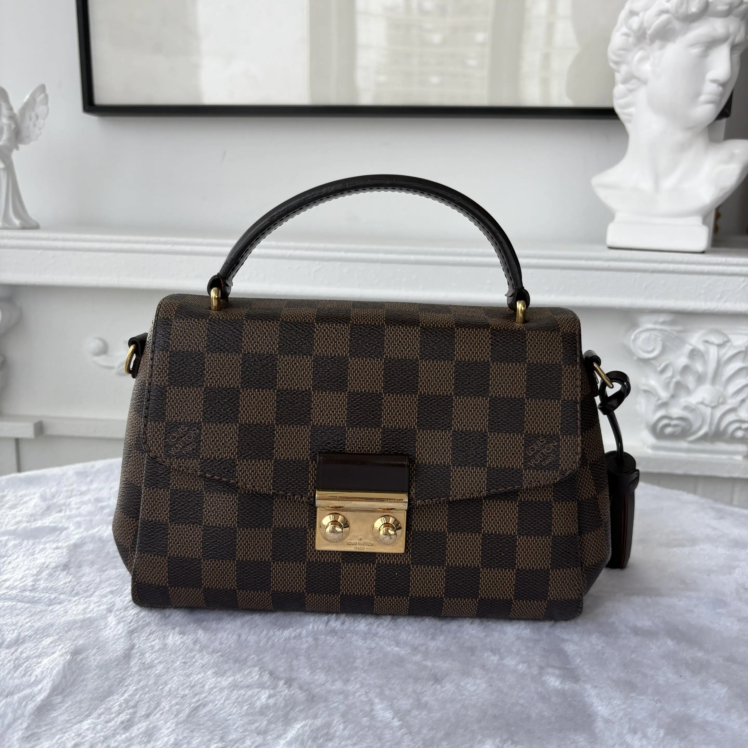 【#817】Pre-owned Louis Vuitton Croisette Brown Calfskin&Canvas 25 Shoulder Bag BJ1101704062