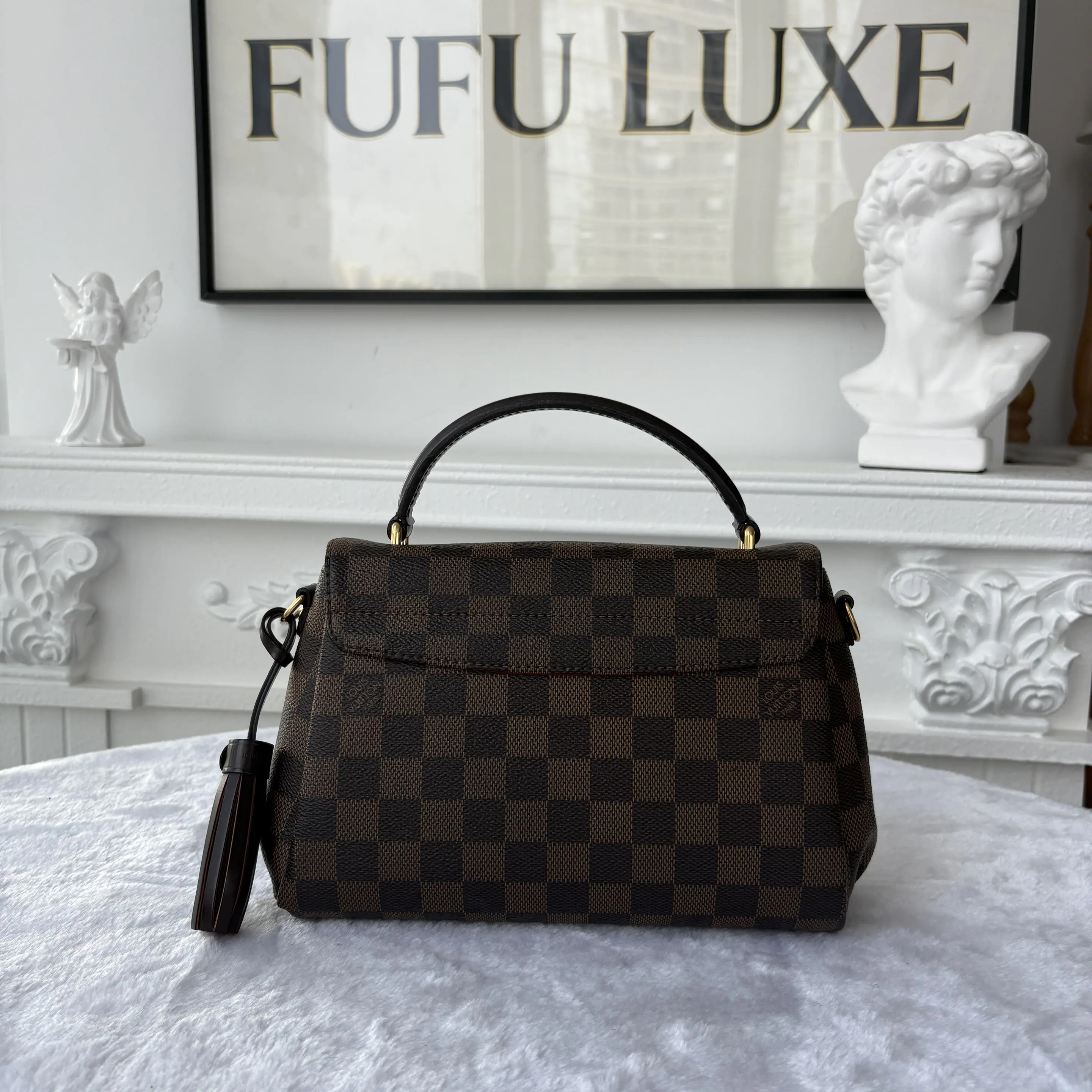 【#817】Pre-owned Louis Vuitton Croisette Brown Calfskin&Canvas 25 Shoulder Bag BJ1101704062