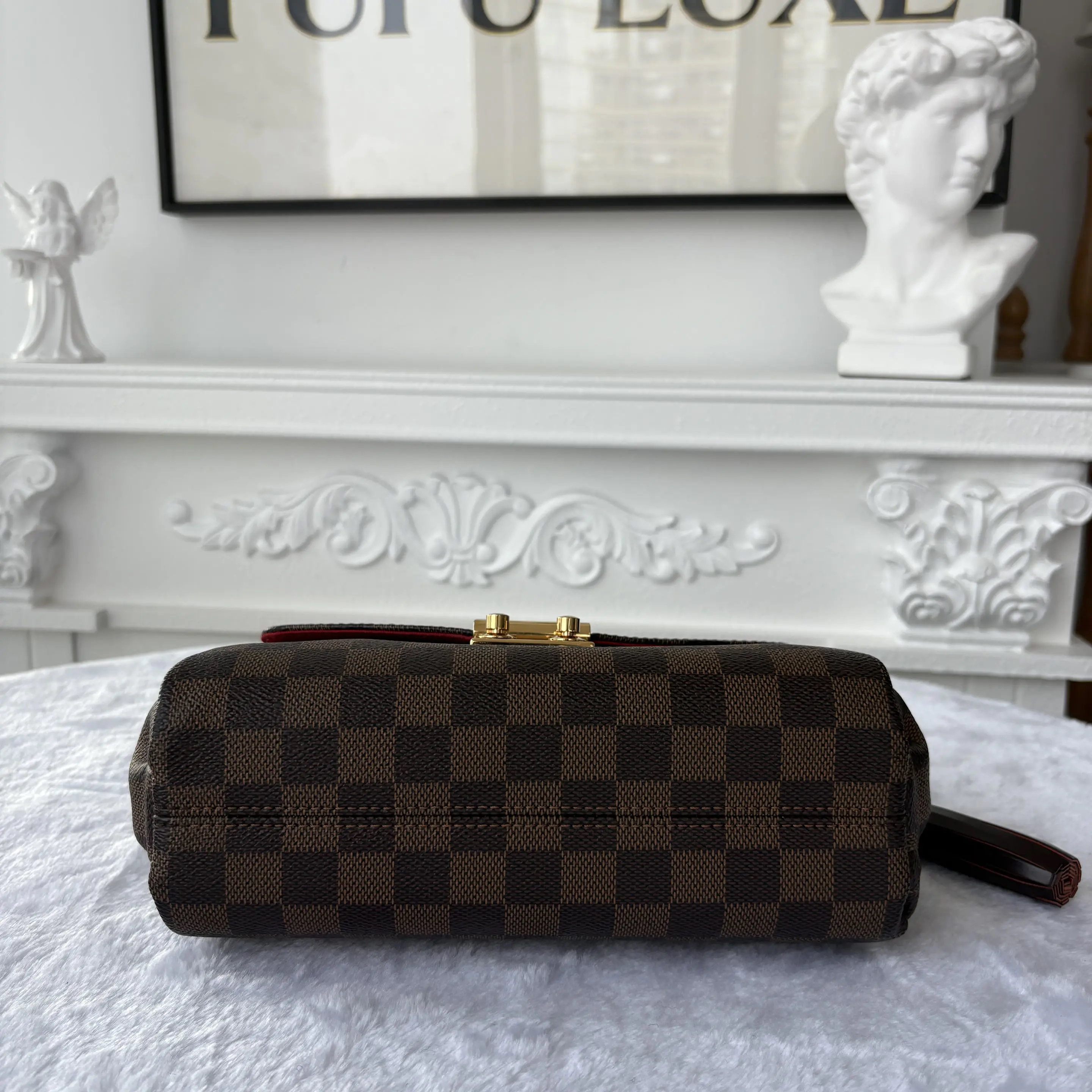 【#817】Pre-owned Louis Vuitton Croisette Brown Calfskin&Canvas 25 Shoulder Bag BJ1101704062