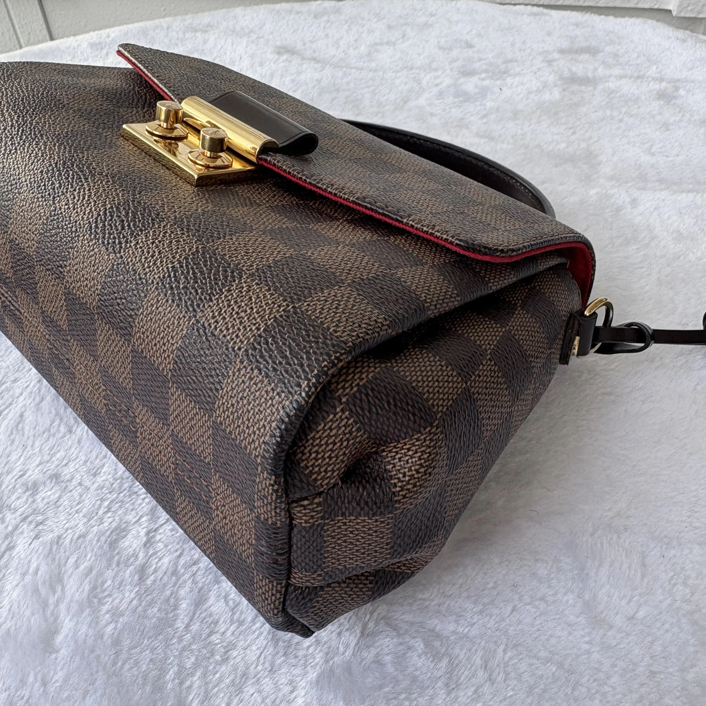 【#817】Pre-owned Louis Vuitton Croisette Brown Calfskin&Canvas 25 Shoulder Bag BJ1101704062