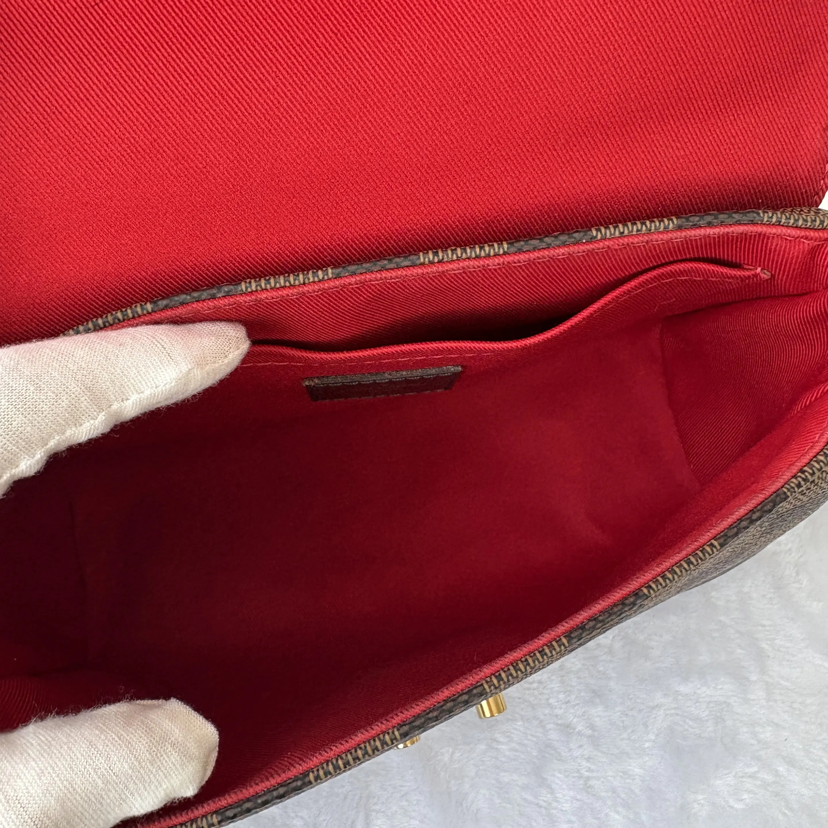 【#817】Pre-owned Louis Vuitton Croisette Brown Calfskin&Canvas 25 Shoulder Bag BJ1101704062