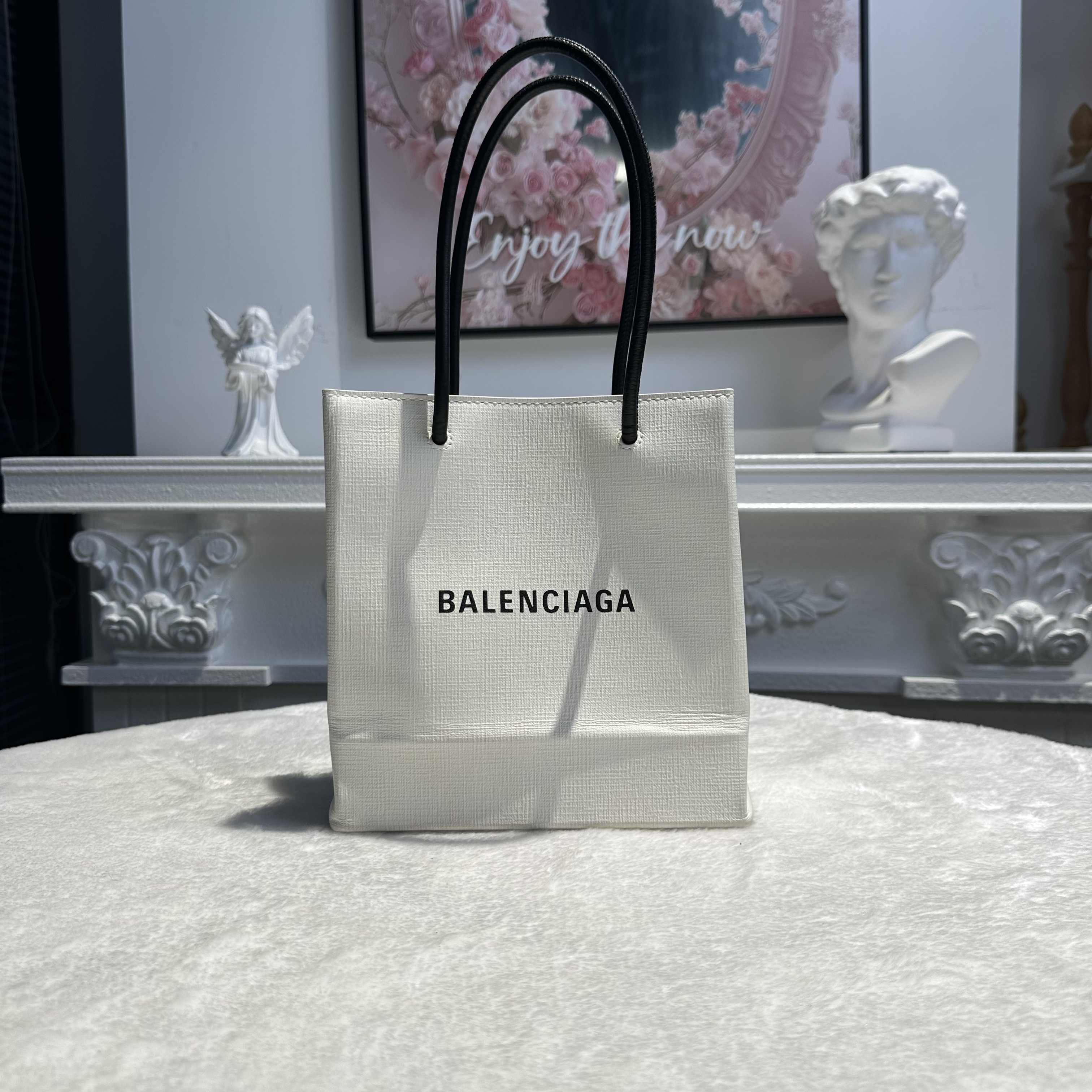 【#765】Pre-owned Balenciaga White Calfskin Tote Bag BJ1109904032