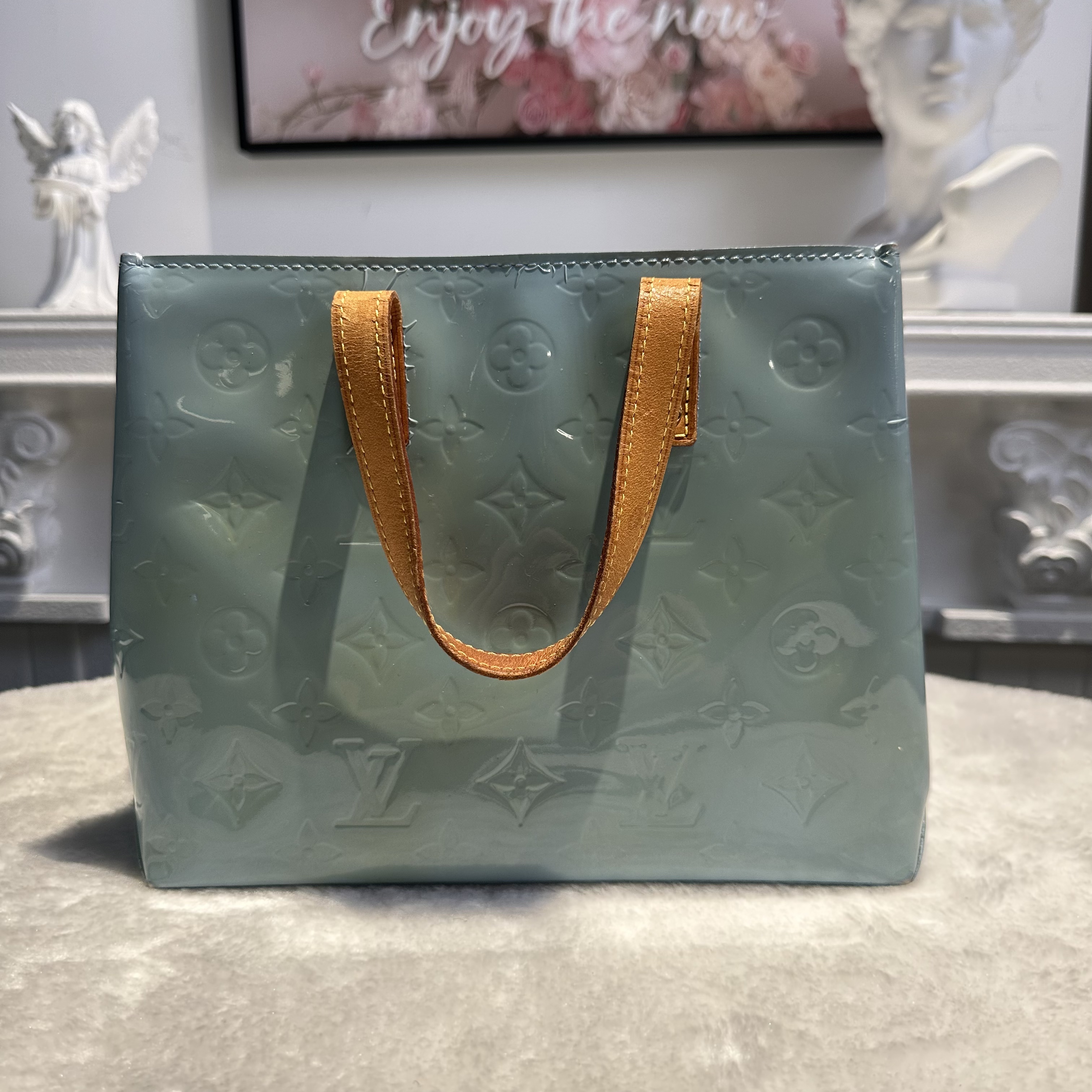 【#778】Pre-owned Louis Vuitton Reade Blue Patent Leather Tote Bag BJ1100304010