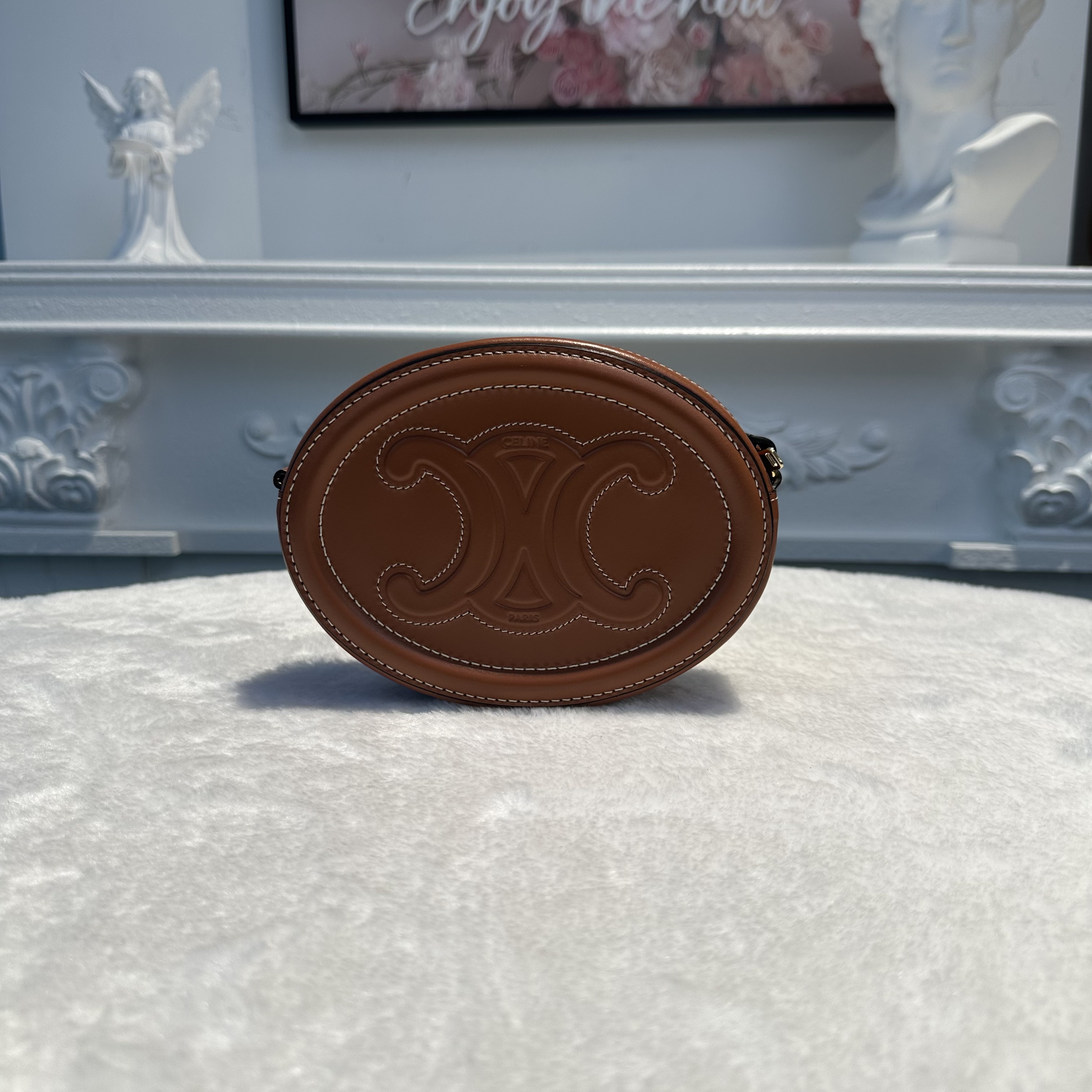 【#767】Pre-ownedCeline Cuir Triomphe Brown Calfskin Shoulder Bag BJ1109904039