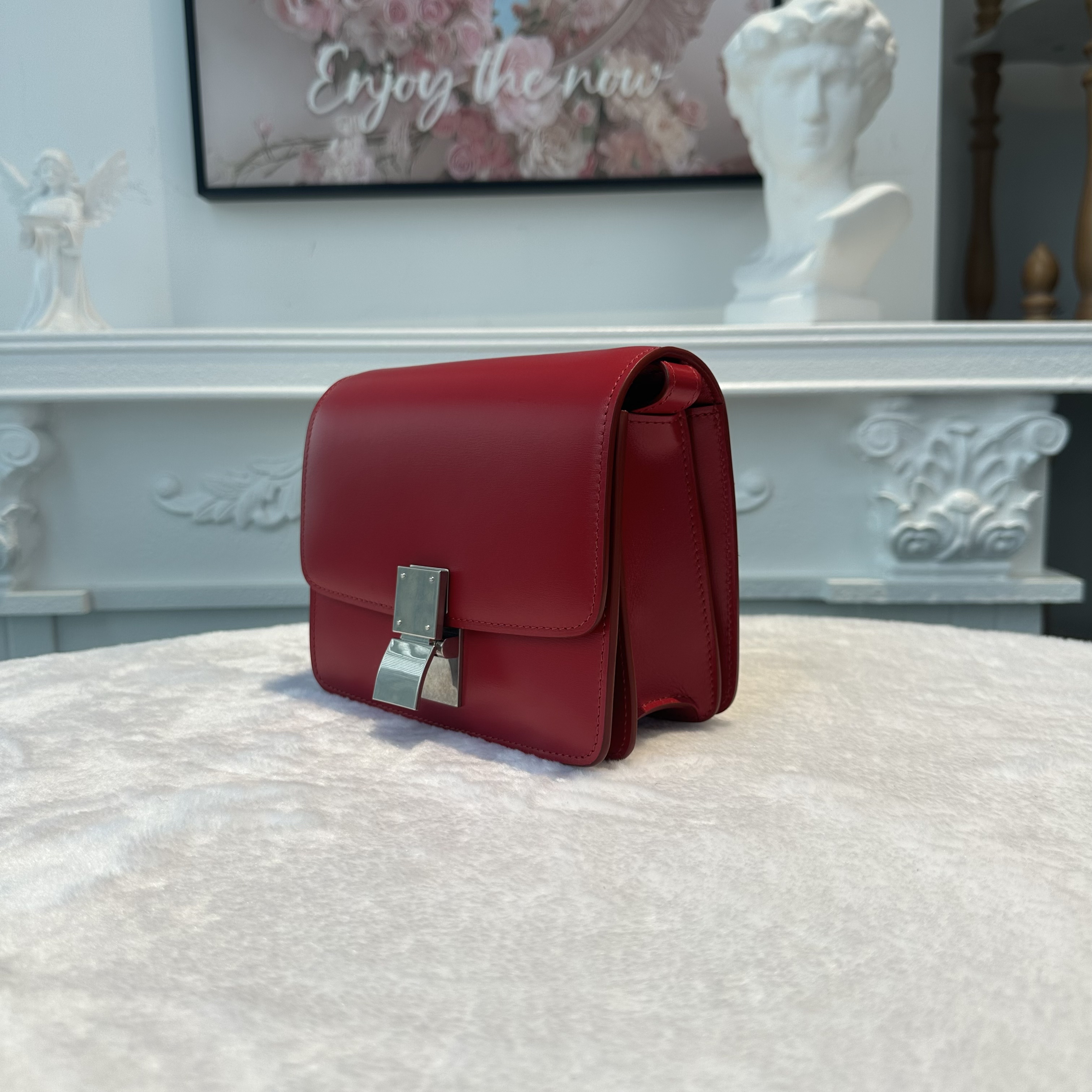 【#768】Pre-owned Celine Box Red Calfskin Shoulder Bag BJ1109904048