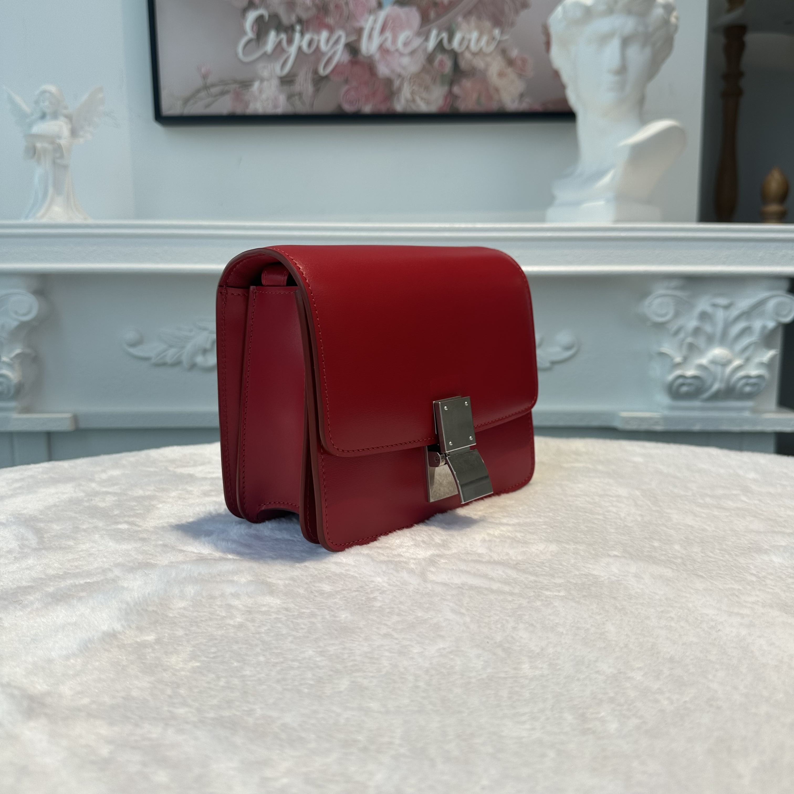 【#768】Pre-owned Celine Box Red Calfskin Shoulder Bag BJ1109904048