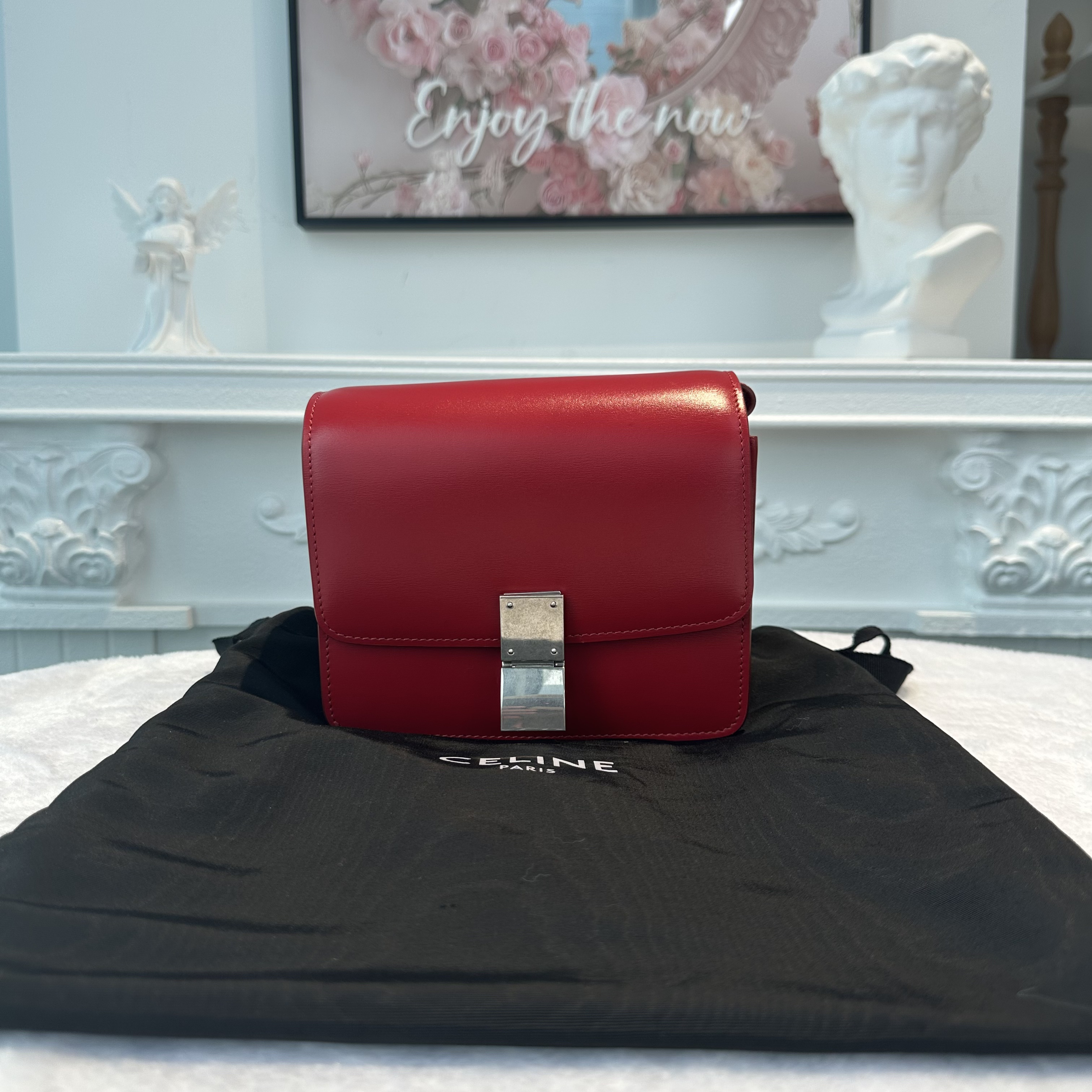 【#768】Pre-owned Celine Box Red Calfskin Shoulder Bag BJ1109904048