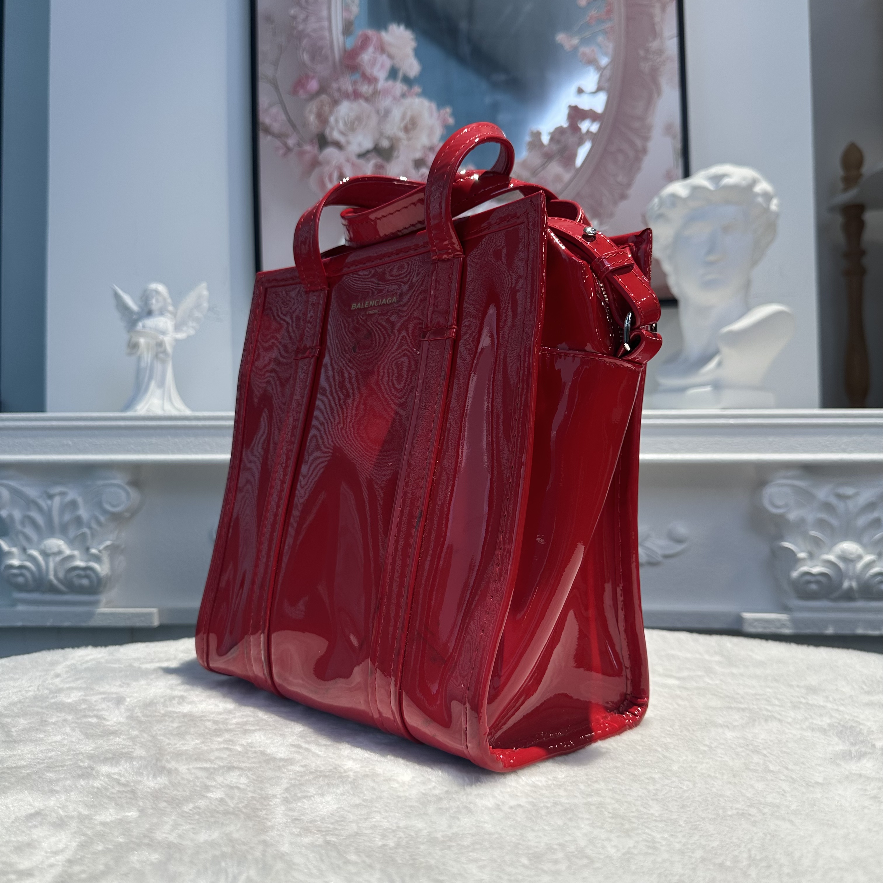 【#766】Pre-owned Balenciaga Red Patent Leather Tote Bag BJ1109904018