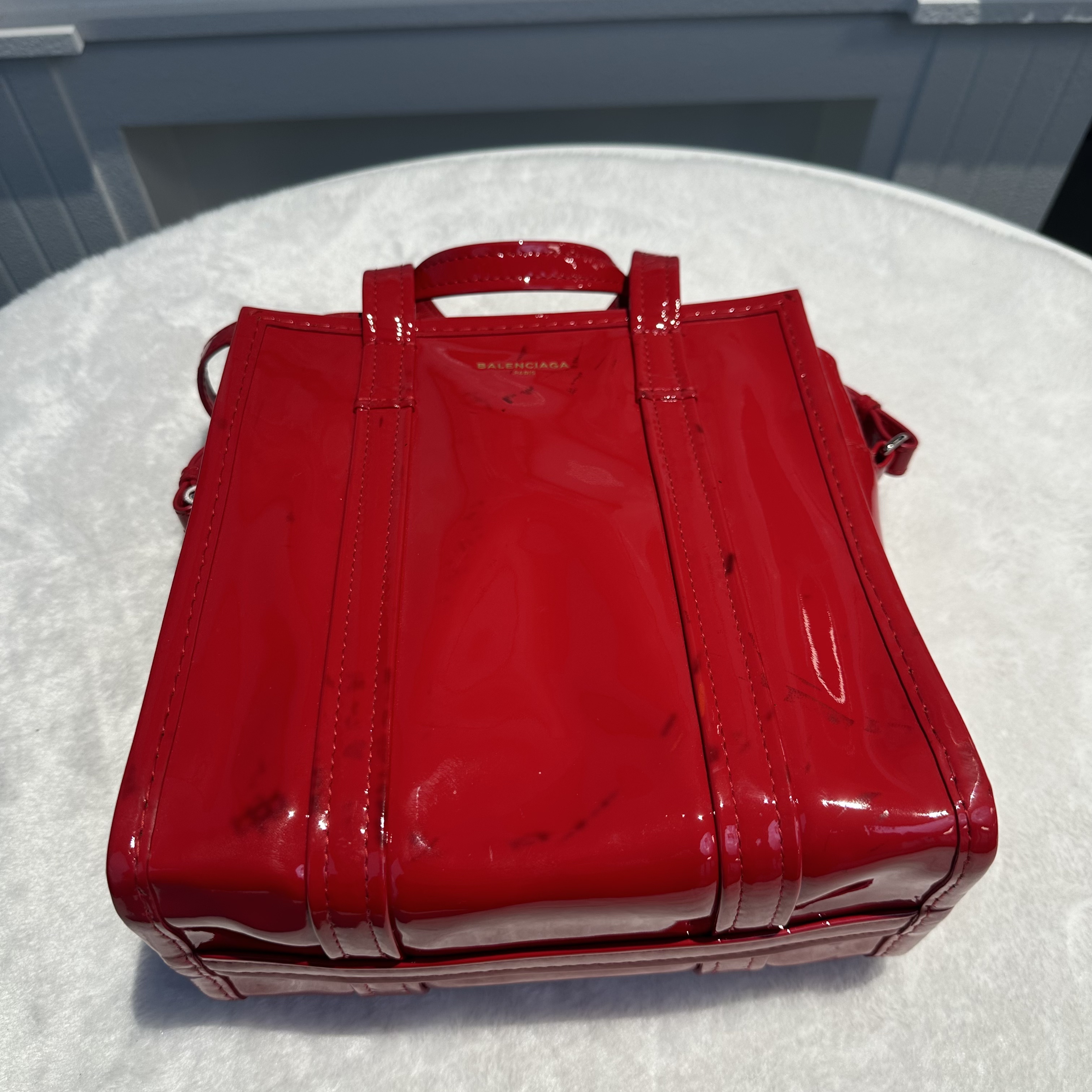 【#766】Pre-owned Balenciaga Red Patent Leather Tote Bag BJ1109904018