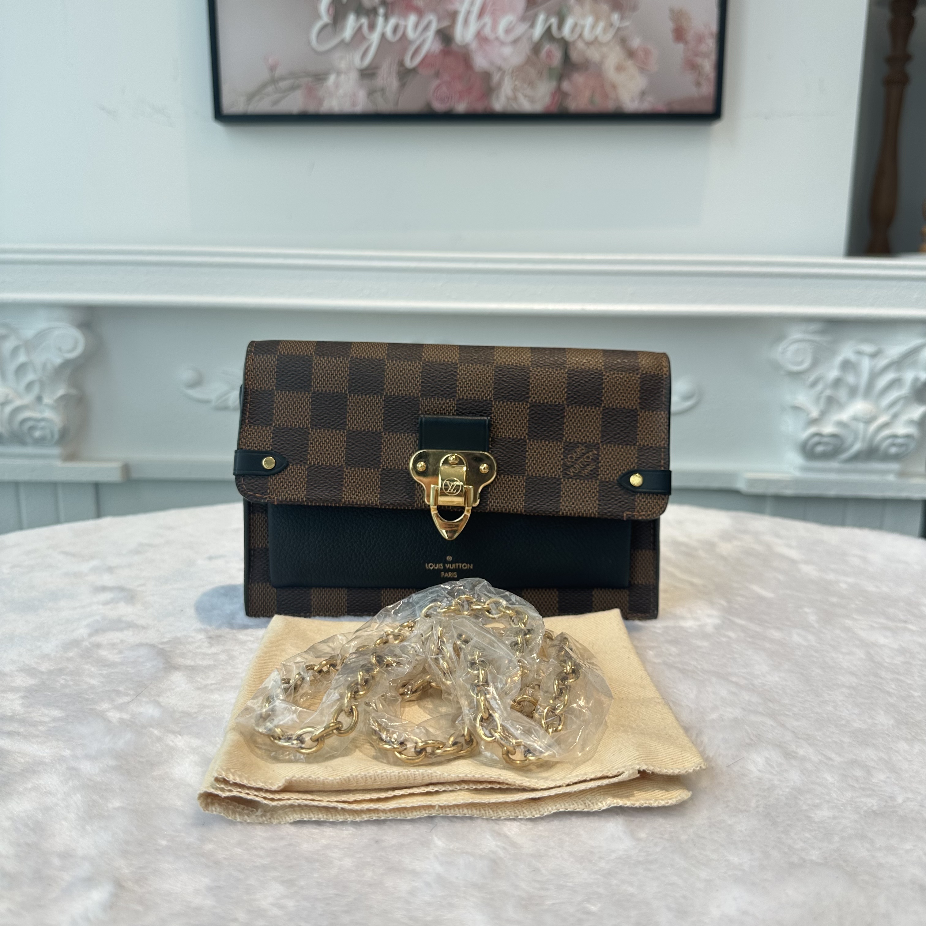 【#777】Pre-owned Louis Vuitton Vavin Monogram Damier Canvas&Calfskin WOC Crossbody Bag BJ1109904058