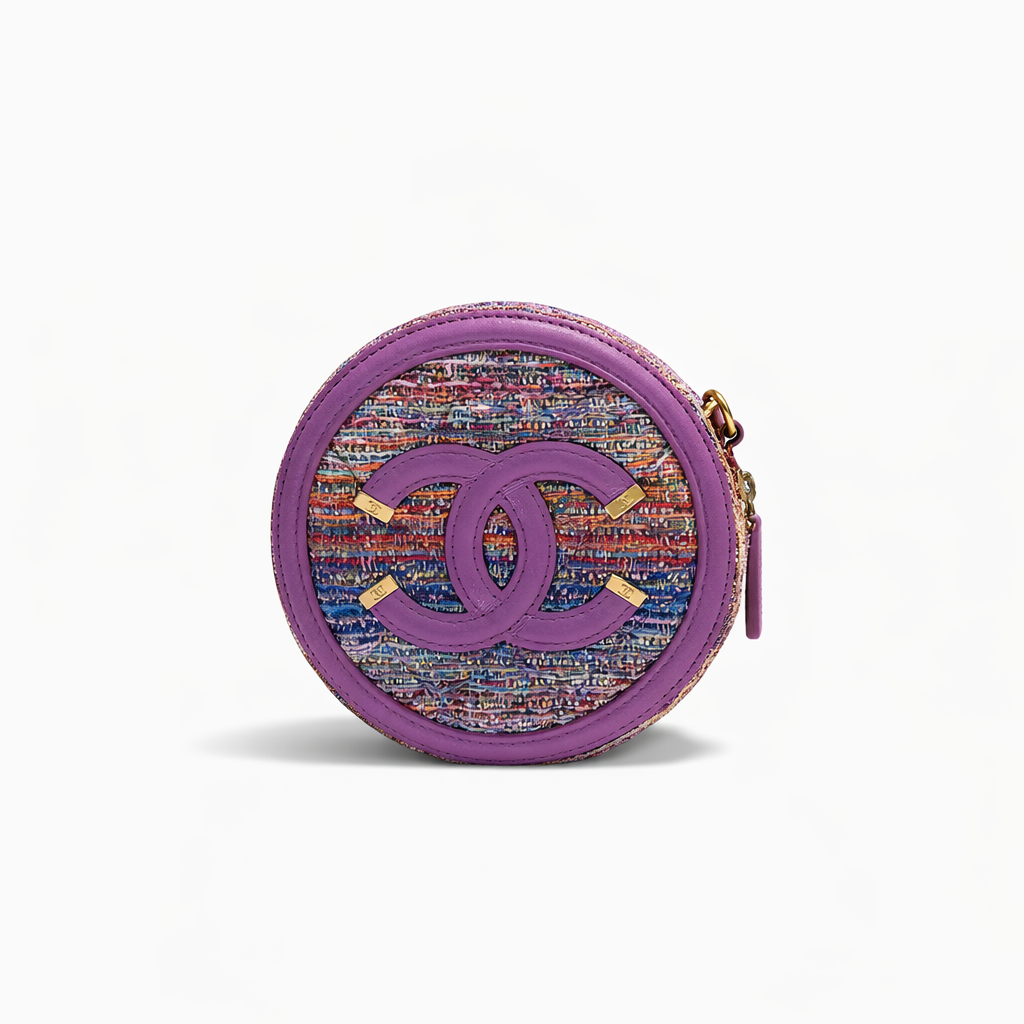 【#772】Pre-owned Chanel Purple Tweed Shoulder Bag BJ110192004088