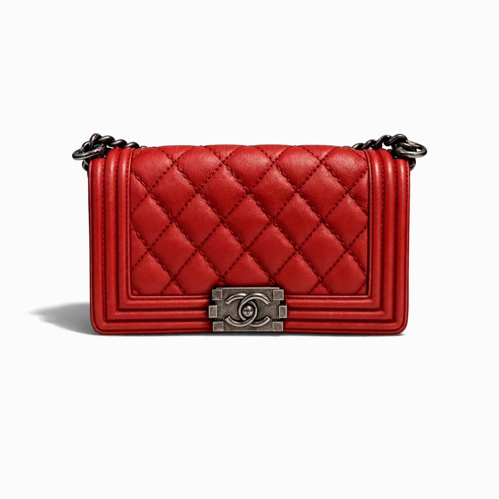 【#769】Pre-owned Chanel Leboy Red Calfskin Shoulder Bag BJ1101516050115