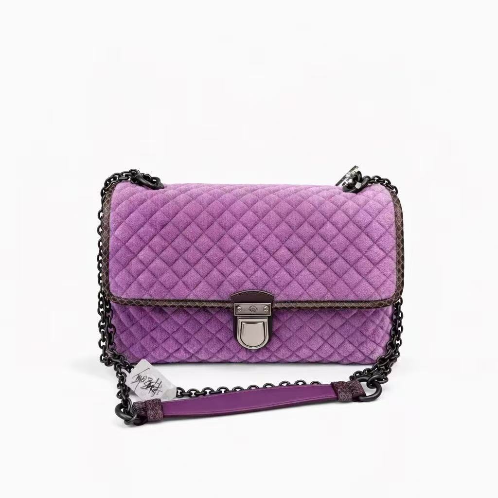 【#801】Pre-owned Bottega Veneta Velvet Purple Shoulder Bag BJ1109904025