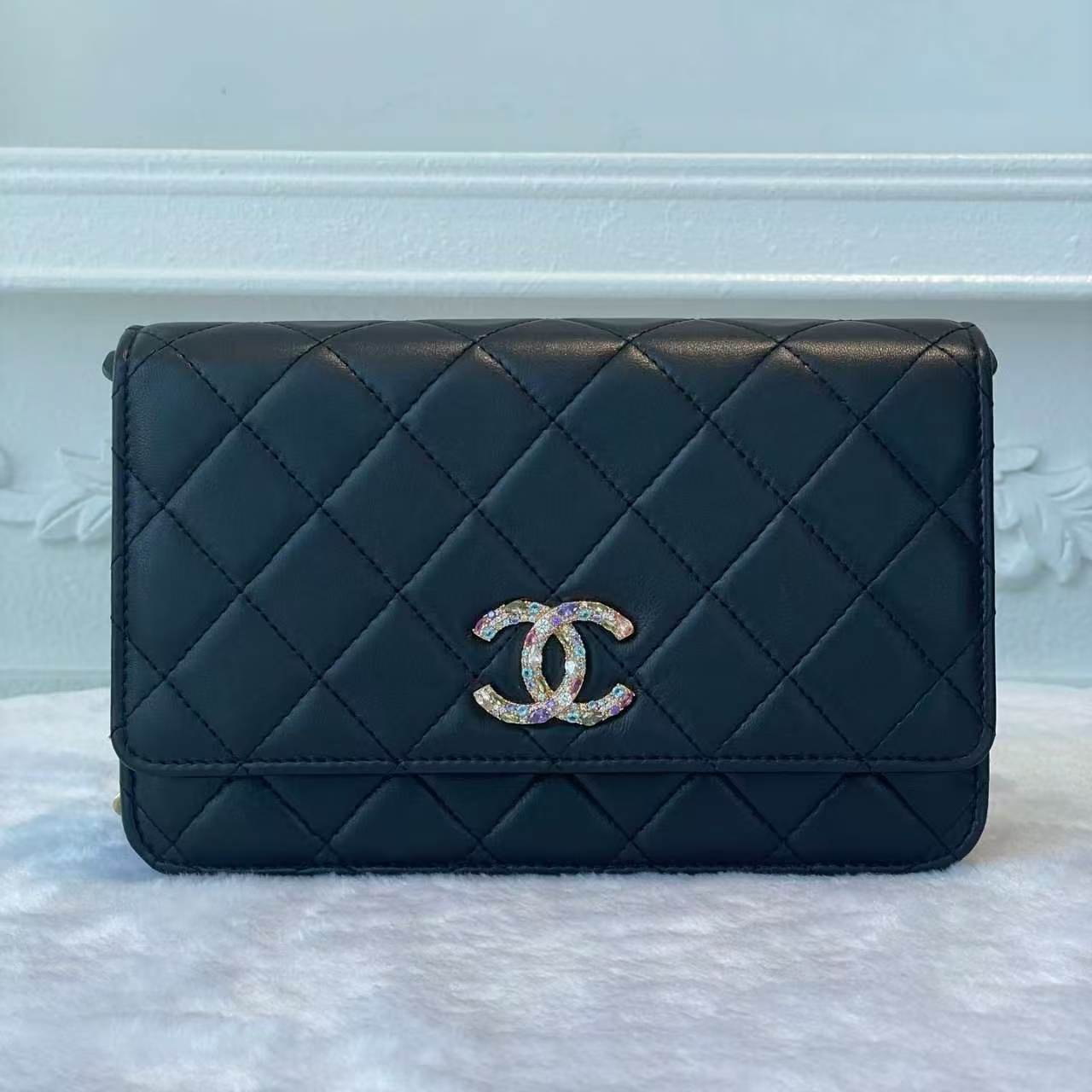 【#828】Pre-owned ChanelWoc Black Lambskin Shoulder Bags BJ11020050145 