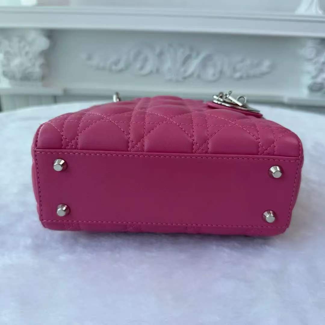 【#745】Pre-owend Dior Lady Dior Mini Pink Lambskin Shoulder Bag BJ11014050105
