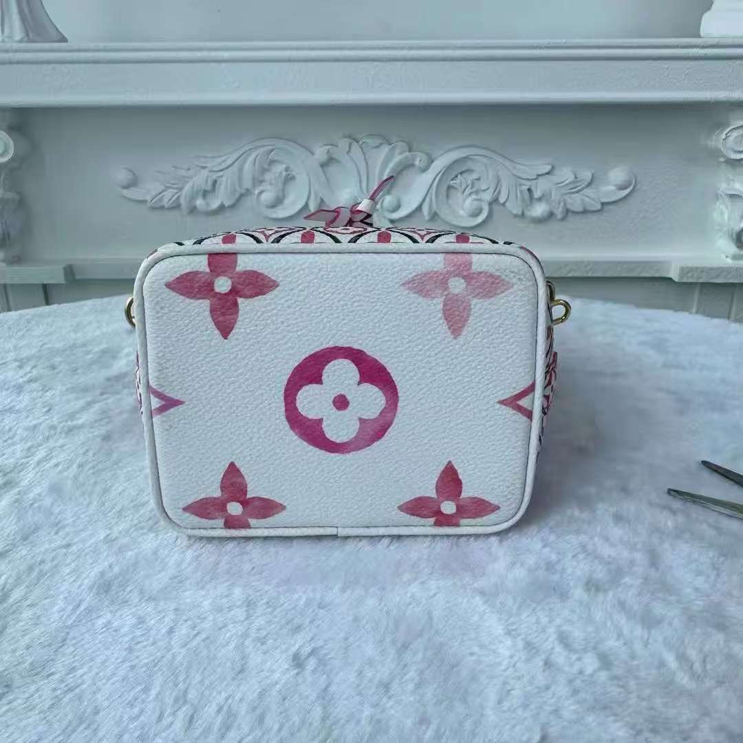 【#753】Pre-owned Louis Vuitton Noe White&Pink Monogram Canvas Nano Shoulder Bag BJ1109904098