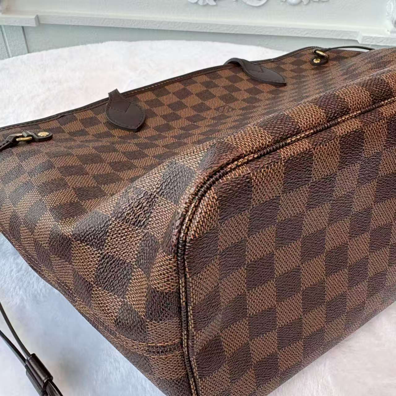 【#760】Pre-owned Louis Vuitton Neverfull Damier Canvas&Calfskin Medium Crossbody Bag BJ1109904068