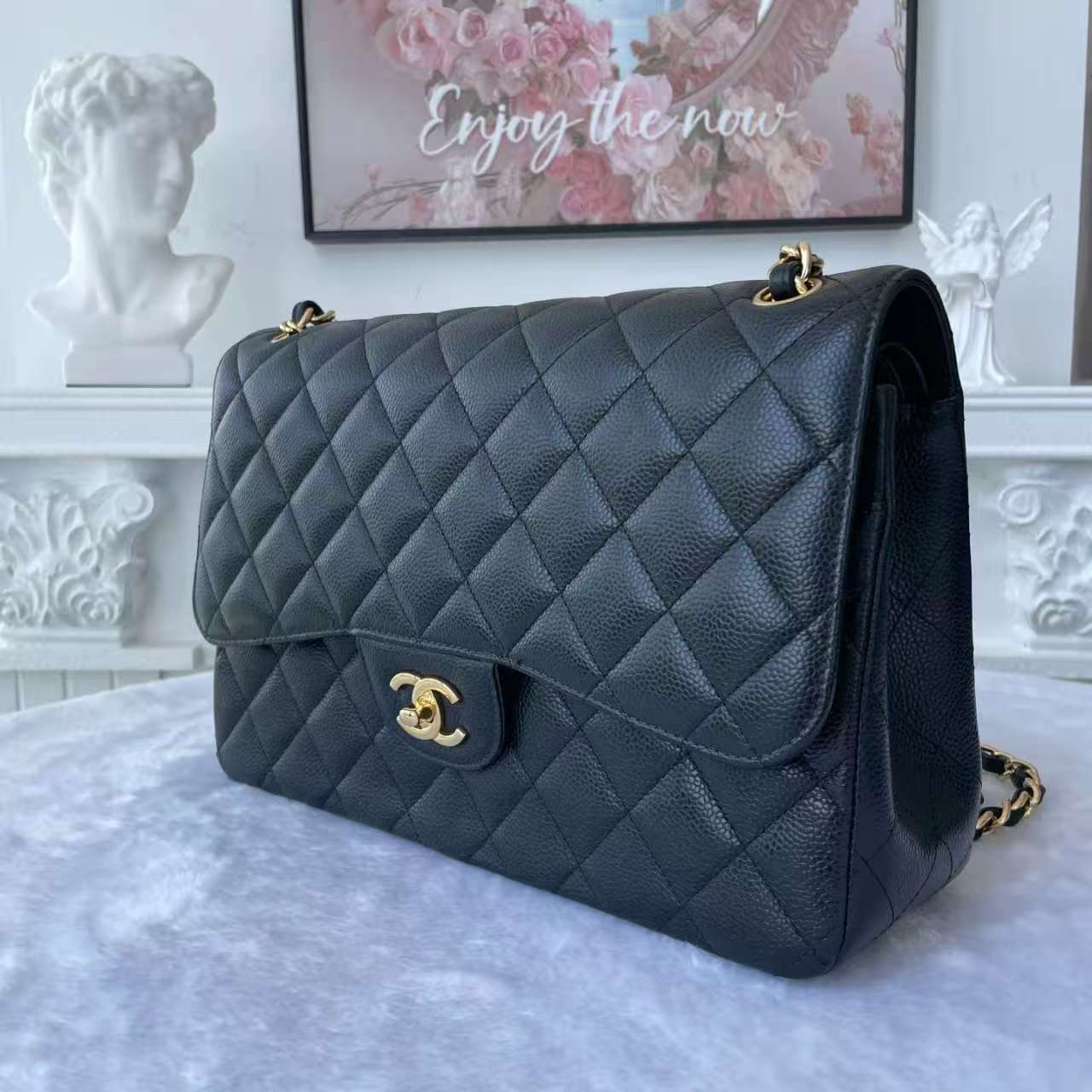 【#815】Pre-owned CHANEL Classic Flap Shoulder Bags BJ11020050388 Double Flap Jumbo Size