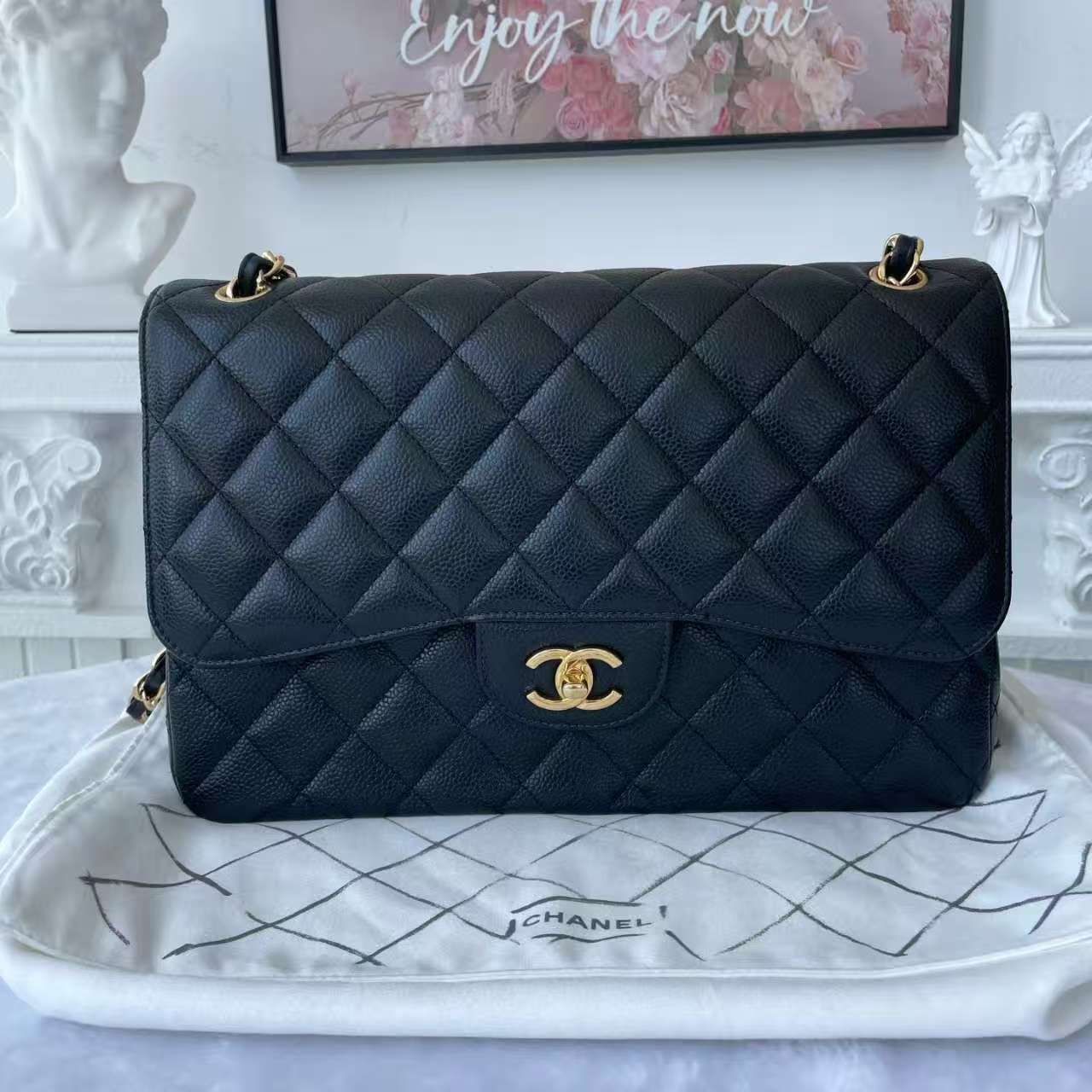 【#815】Pre-owned CHANEL Classic Flap Shoulder Bags BJ11020050388 Double Flap Jumbo Size