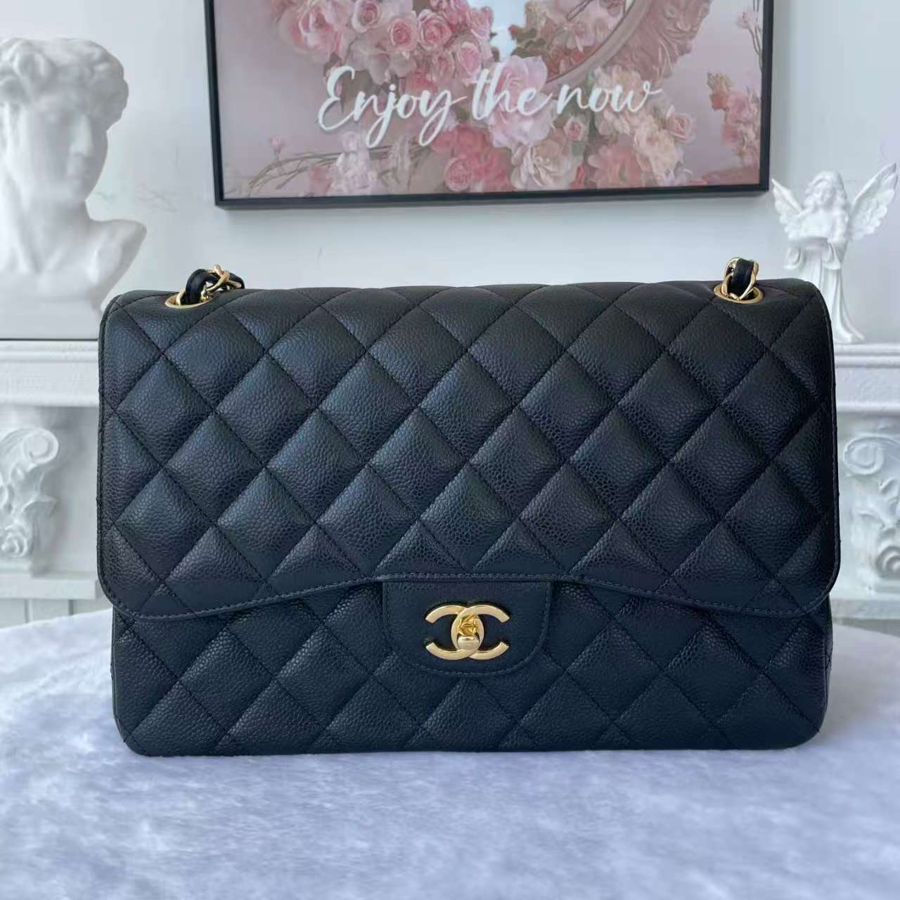 【#815】Pre-owned CHANEL Classic Flap Shoulder Bags BJ11020050388 Double Flap Jumbo Size