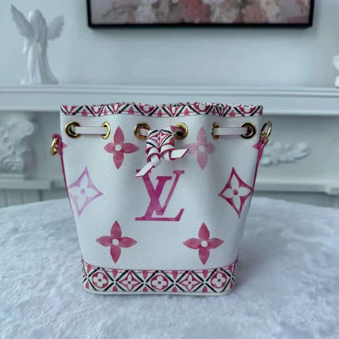 【#753】Pre-owned Louis Vuitton Noe White&Pink Monogram Canvas Nano Shoulder Bag BJ1109904098