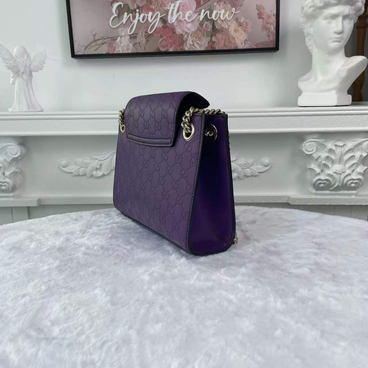 【#740】Pre-owned Gucci Emily Purple Calfskin Small Shoulder Bag BJ1109904030