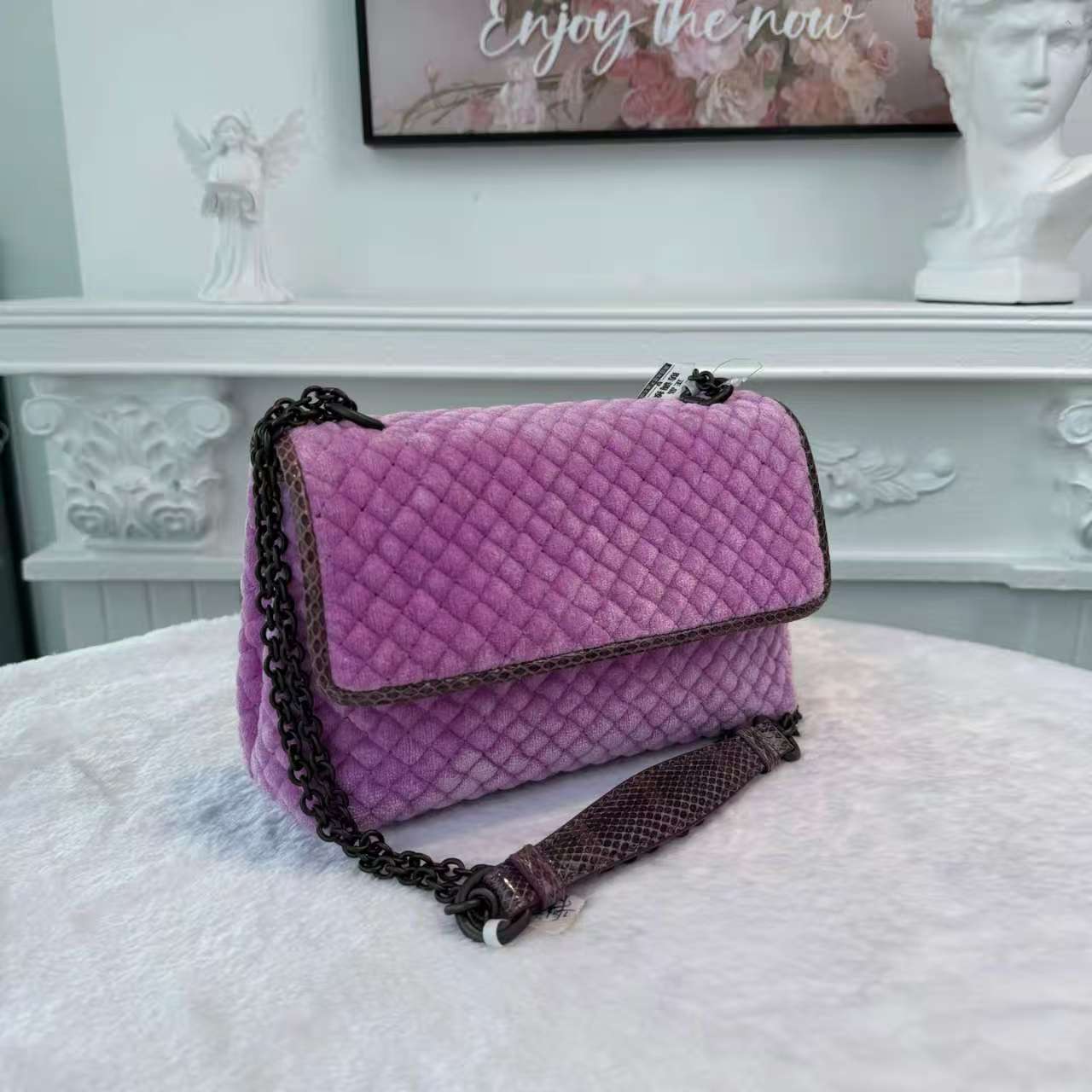 【#801】Pre-owned Bottega Veneta Velvet Purple Shoulder Bag BJ1109904025