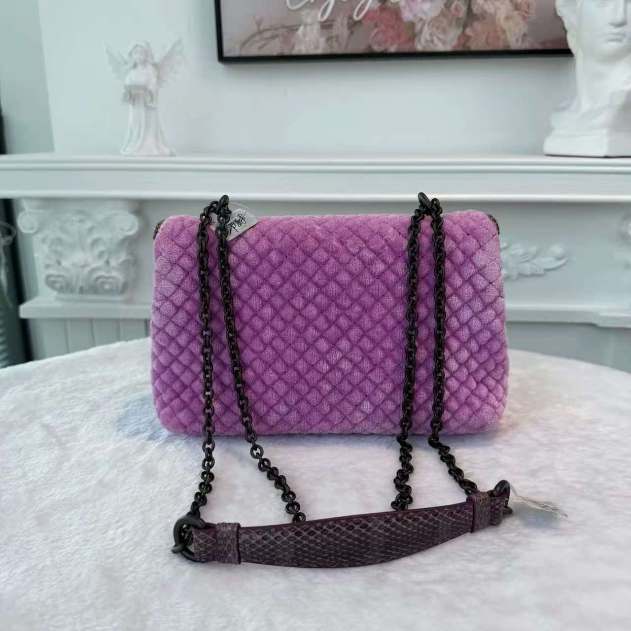 【#801】Pre-owned Bottega Veneta Velvet Purple Shoulder Bag BJ1109904025