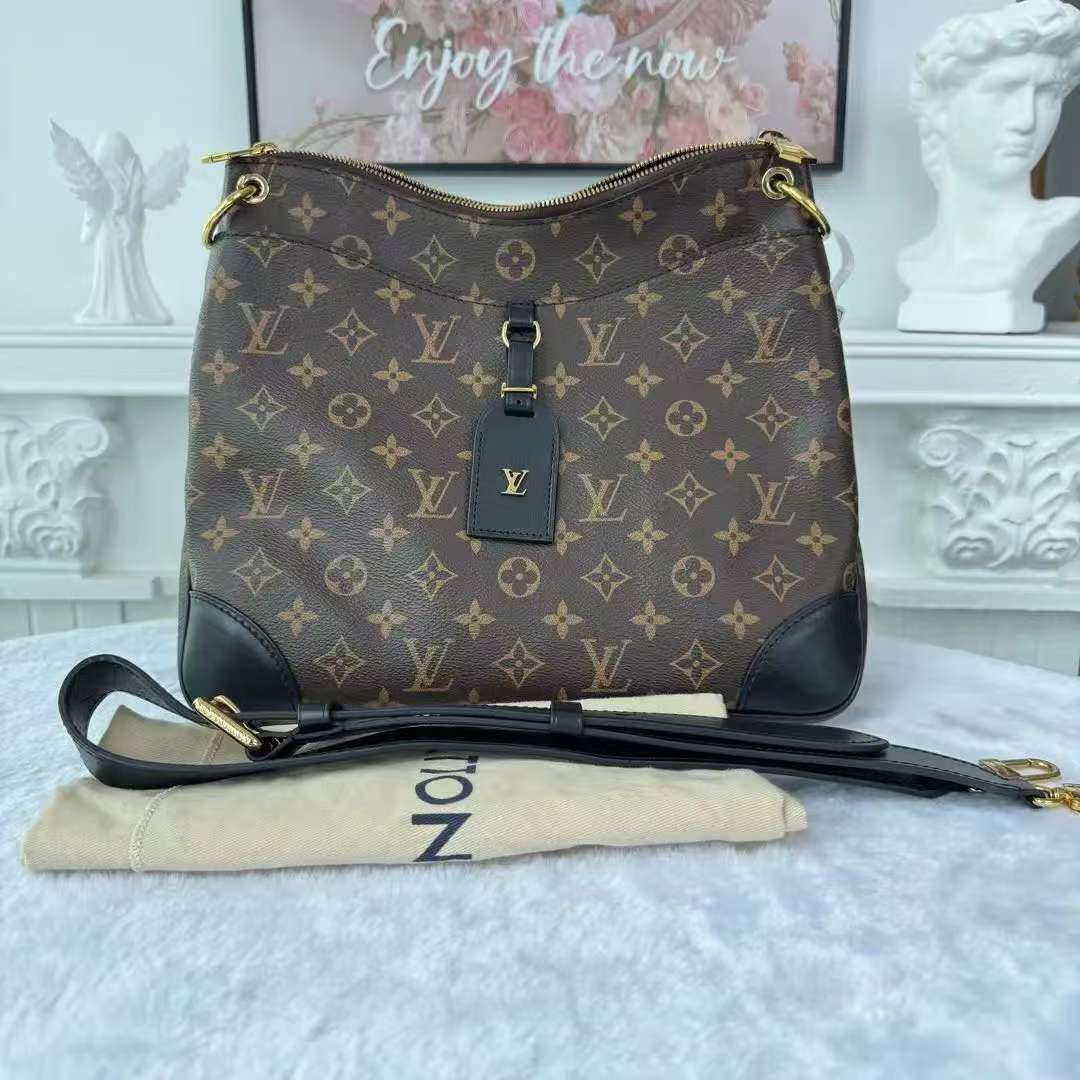 【#755】Pre-owend Louis Vuitton Odeon Brown Monogram Canvas&Calfskin Medium BJ1102004088