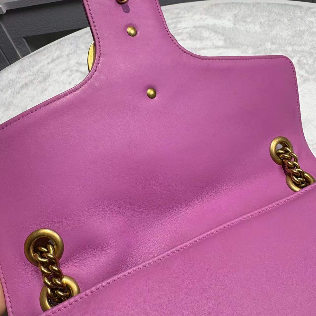 【#722】Pre-owned Gucci Marmont  Pink&Purple Calfskin 31 Crossbody bag BJ1101404045