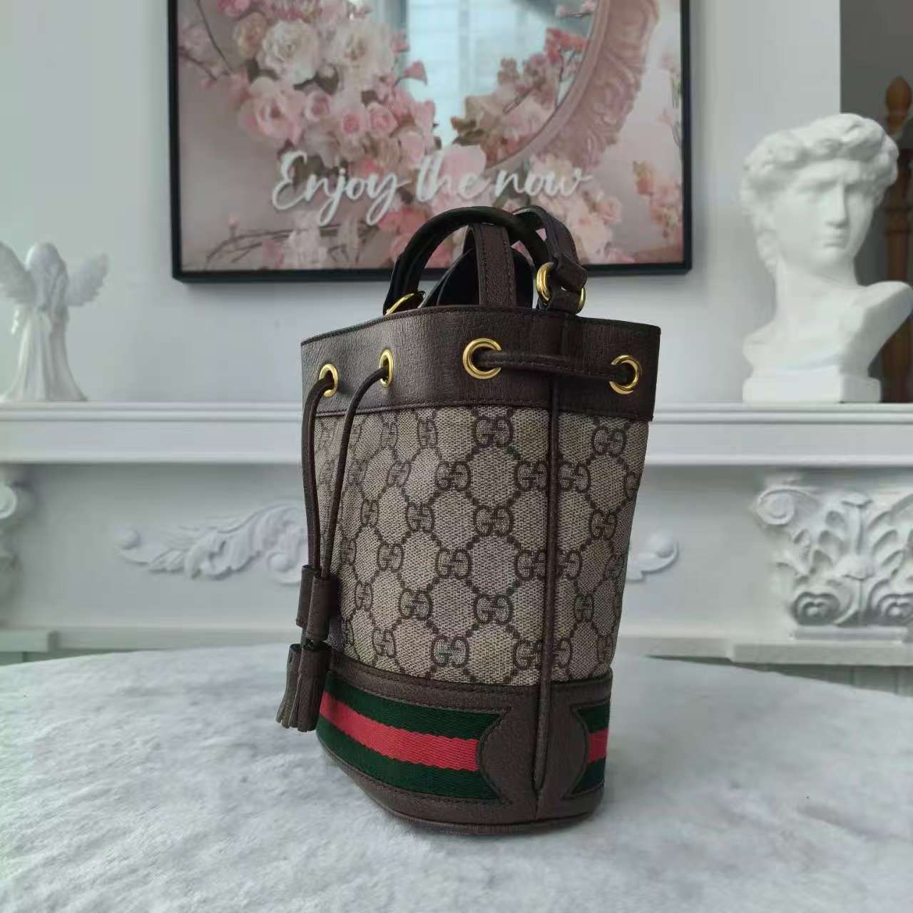 【#749】Pre-owend Gucci Ophidia Monogram Calfskin Mini Shoulder Bag BJ1109904040